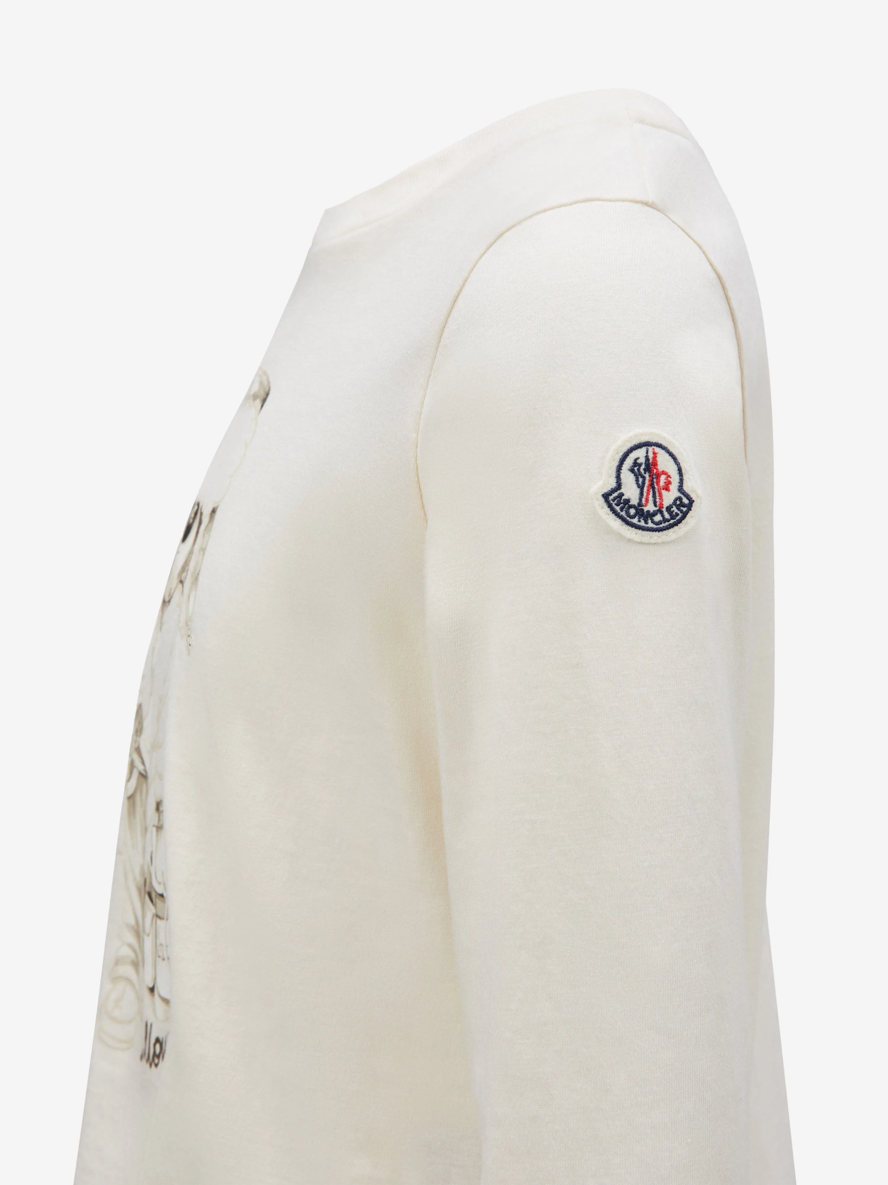 Moncler Enfant Mädchen Langarm-T-Shirt in Elfenbein