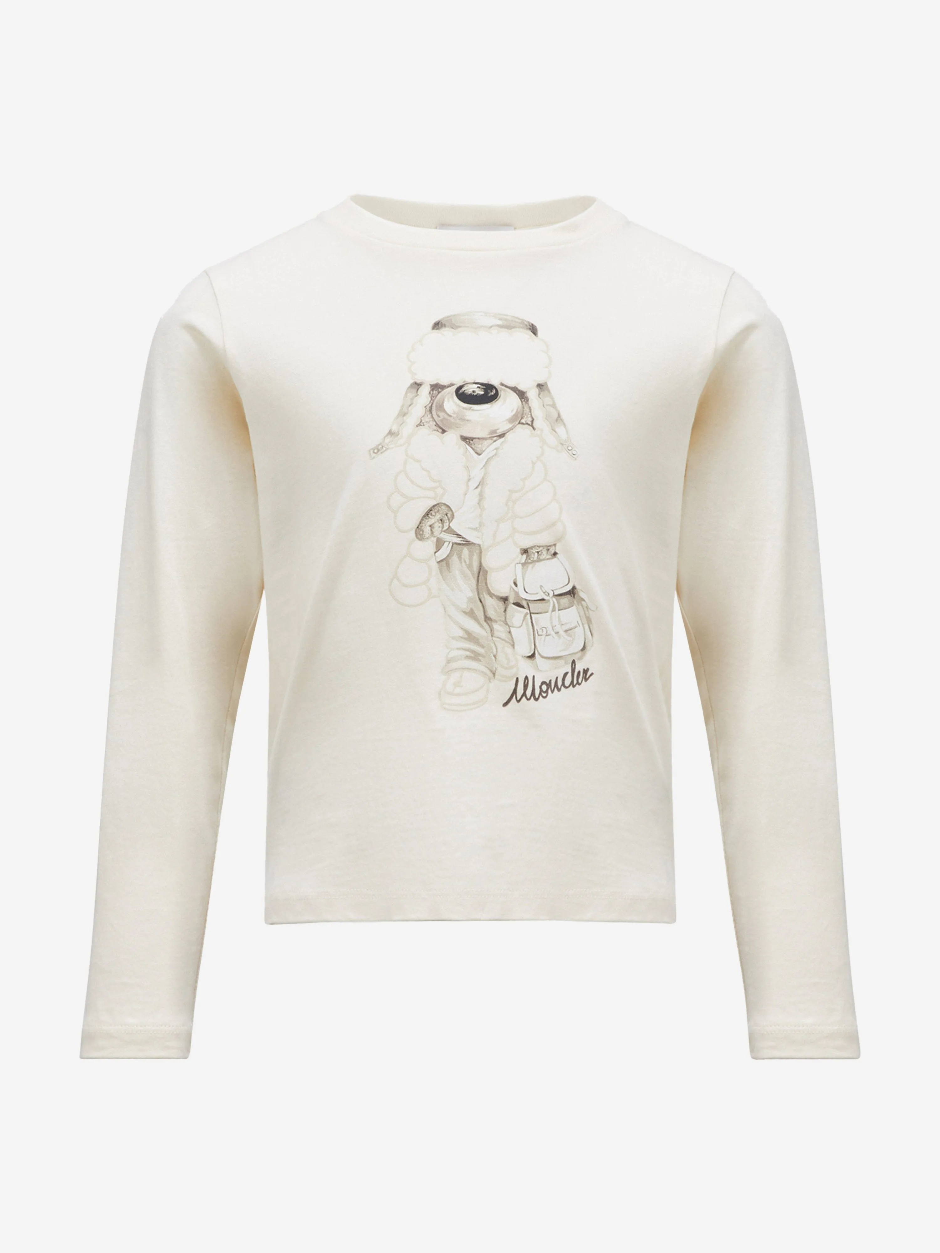 Moncler Enfant Mädchen Langarm-T-Shirt in Elfenbein