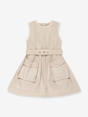 Moncler Enfant Mädchen Ärmelloses Kleid mit Tasche in Beige