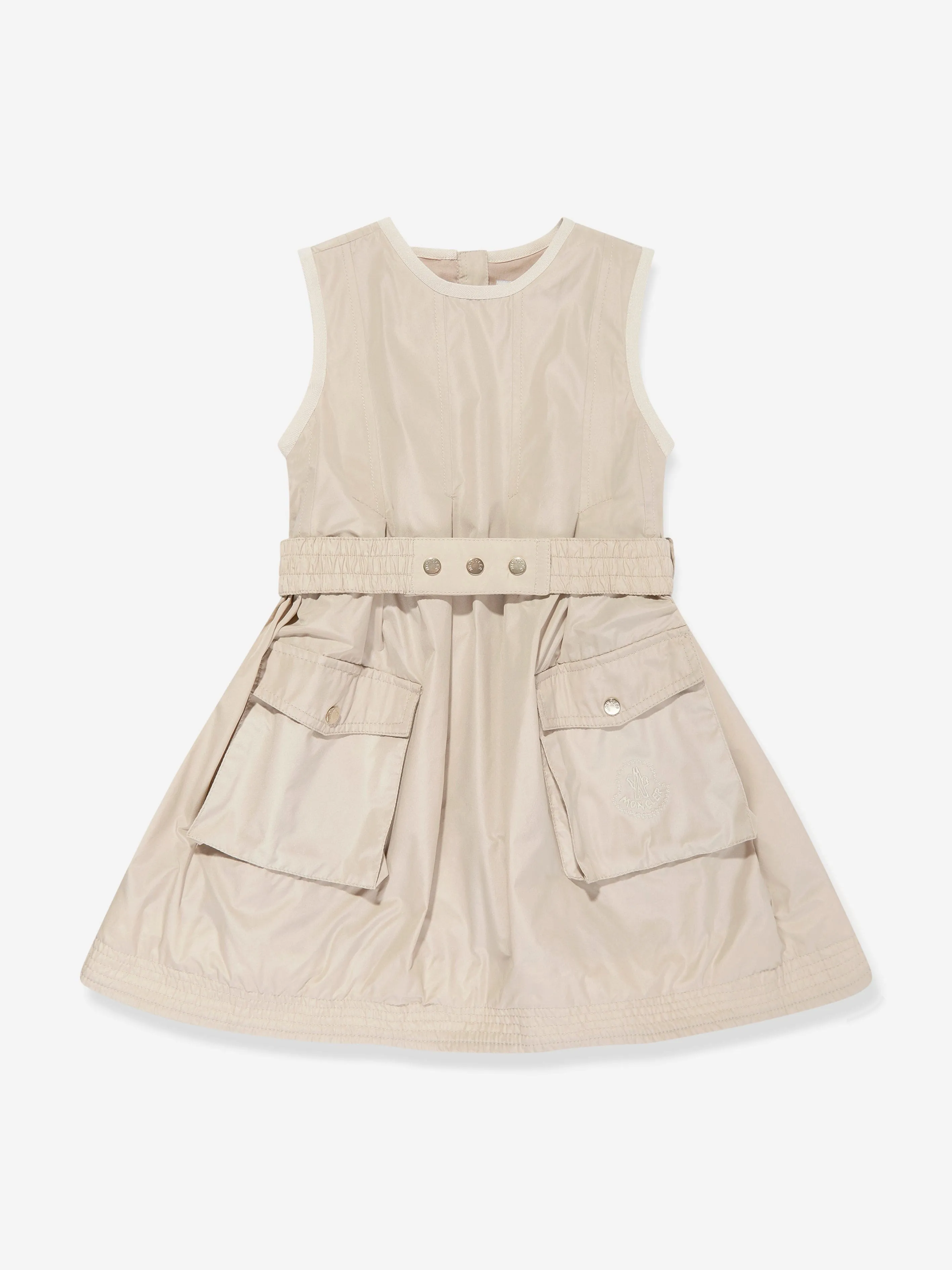 Moncler Enfant Mädchen Ärmelloses Kleid mit Tasche in Beige