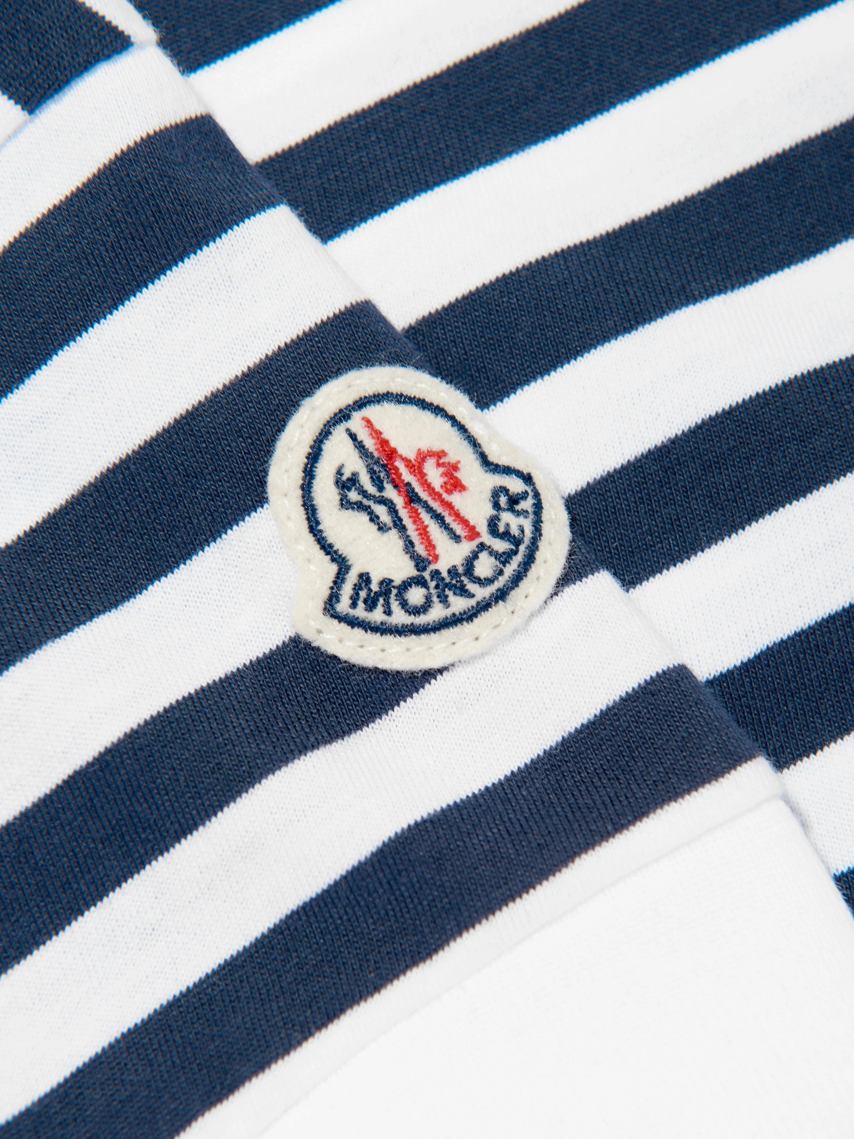 Moncler Enfant Mädchen Gestreiftes Logo T-Shirt in Marine