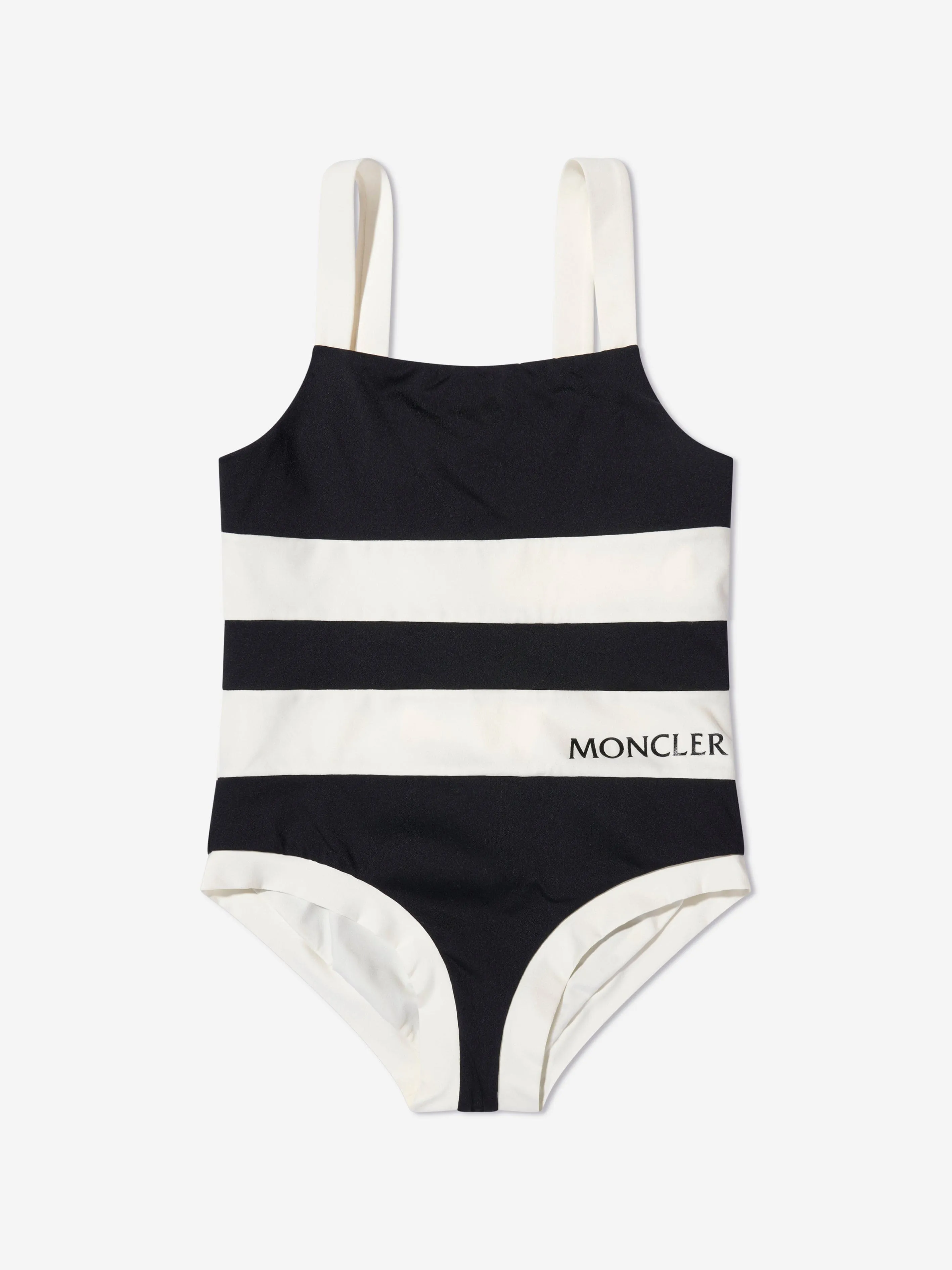 Moncler Enfant Mädchen Badeanzug mit Streifen in Schwarz