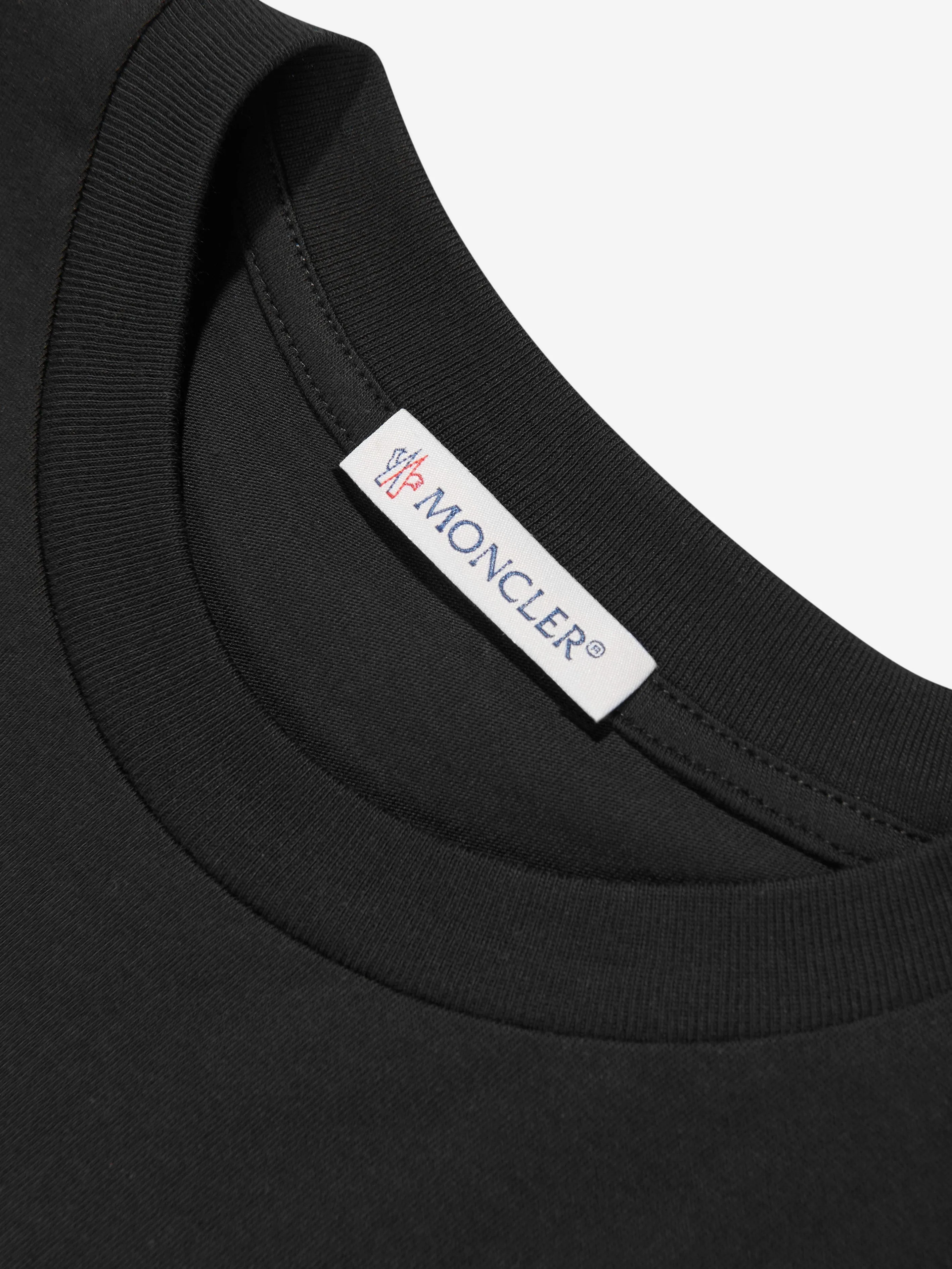 Moncler Enfant Kinder Logo T-Shirt in Schwarz