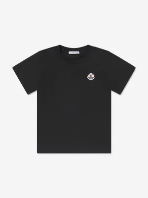 Moncler Enfant Kinder Logo T-Shirt in Schwarz