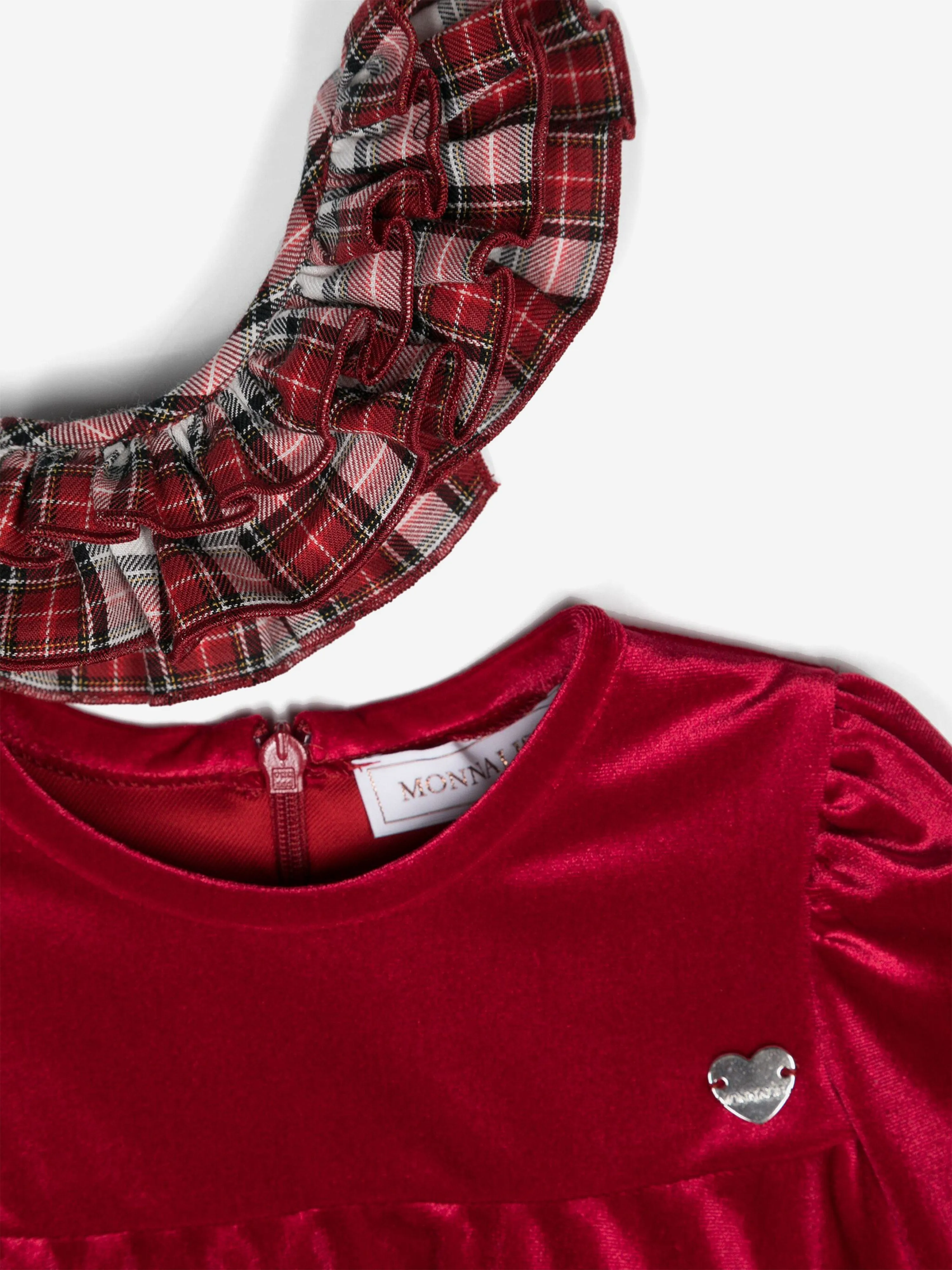 Monnalisa Baby Mädchen Kleid mit Karo-Kragen in Rot