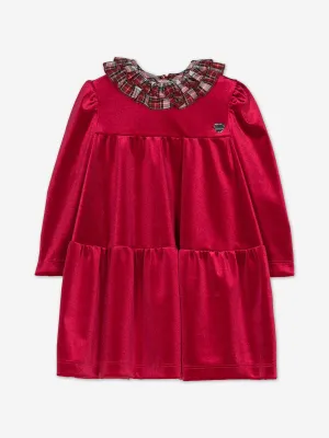 Monnalisa Baby Mädchen Kleid mit Karo-Kragen in Rot