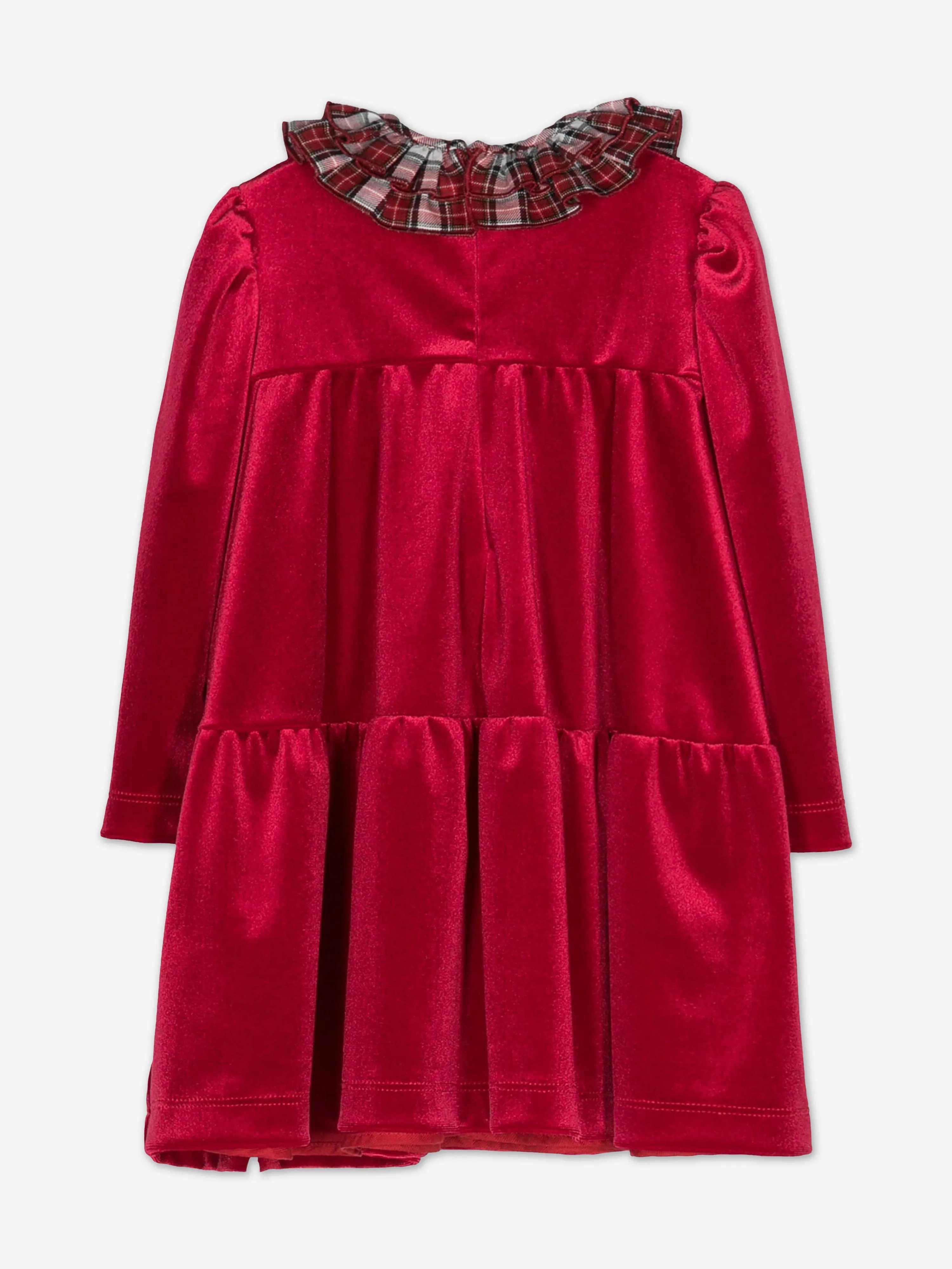 Monnalisa Baby Mädchen Kleid mit Karo-Kragen in Rot