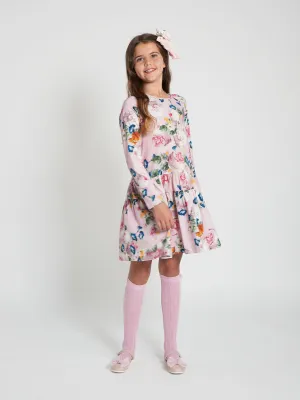 Monnalisa Mädchen Barock Rosen Jersey-Kleid in Mehrfarbig