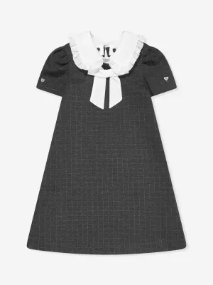 Monnalisa Mädchen Check Milano Punto Kleid in Grau