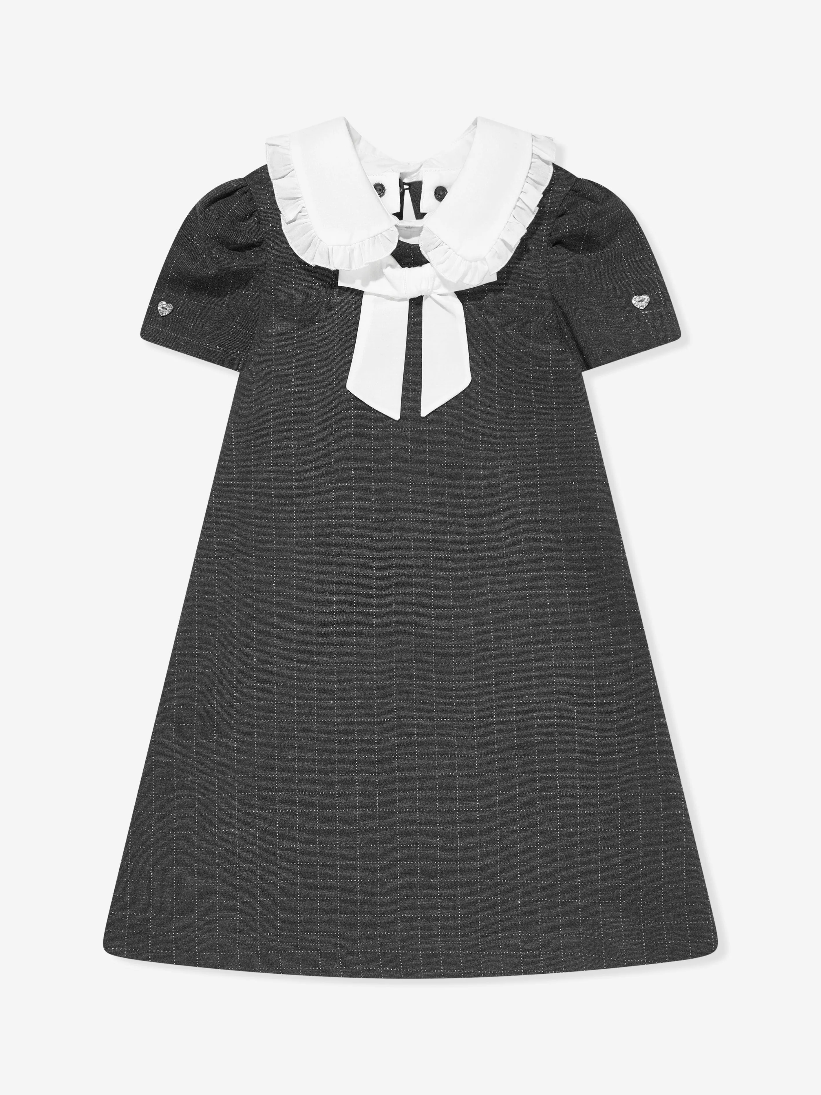 Monnalisa Mädchen Check Milano Punto Kleid in Grau