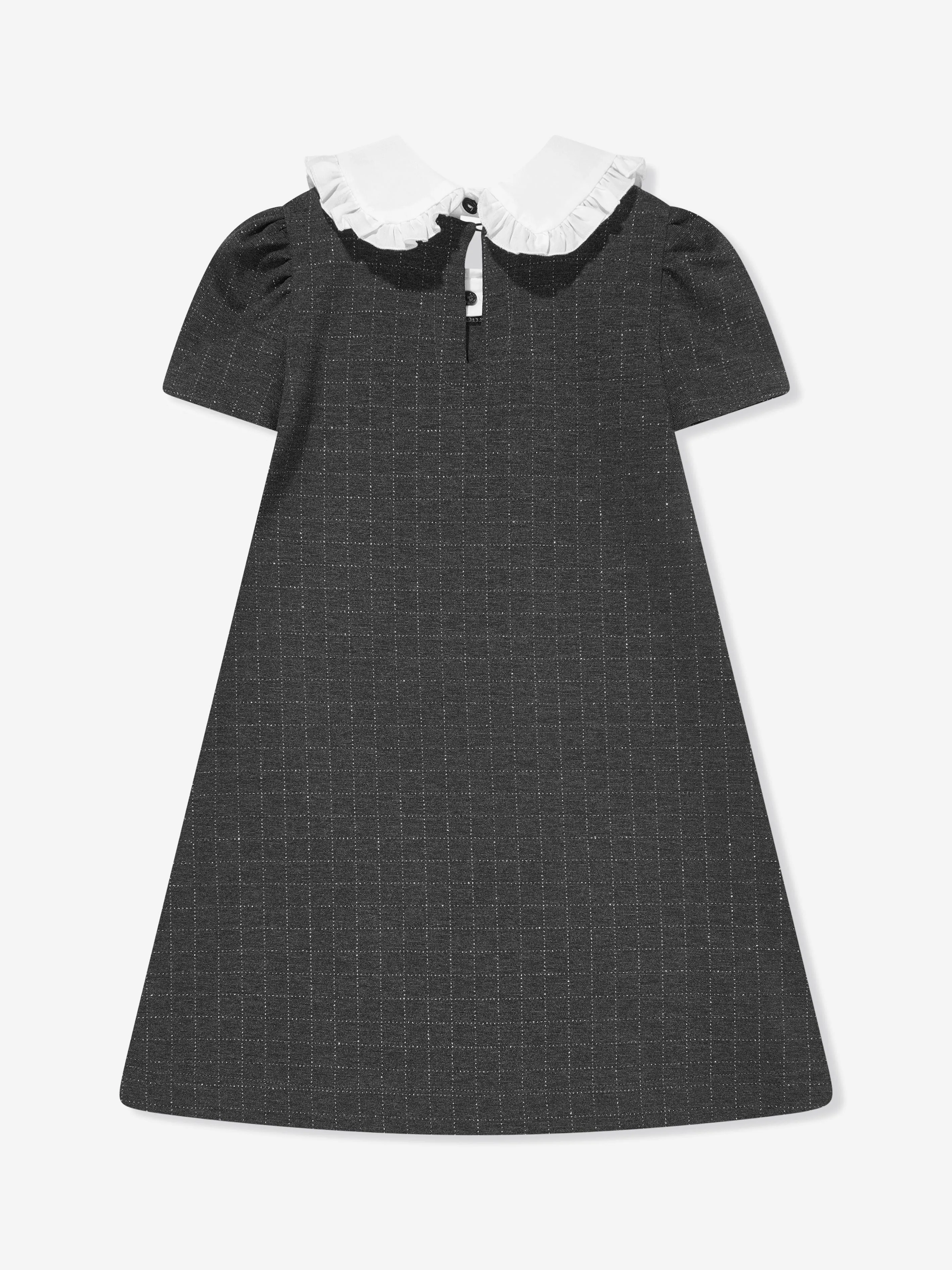 Monnalisa Mädchen Check Milano Punto Kleid in Grau