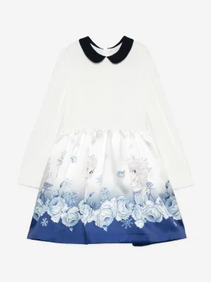 Monnalisa Mädchen Elsa Rosen Kleid in Weiß