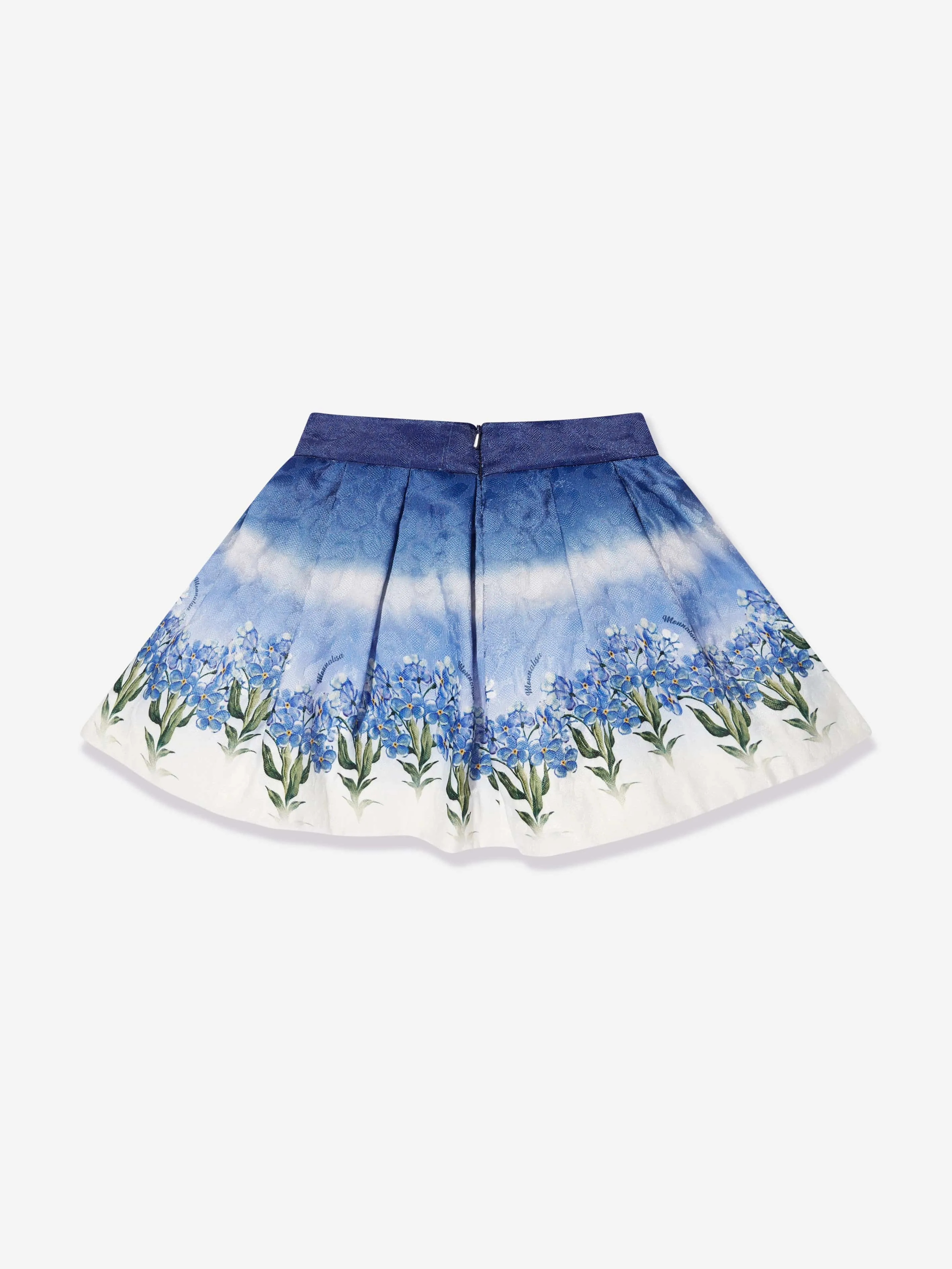 Monnalisa Mädchen Blumenmuster Verblasster Rock in Blau