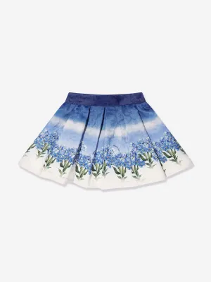 Monnalisa Mädchen Blumenmuster Verblasster Rock in Blau