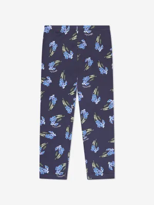 Monnalisa Mädchen Blumen Leggings in Blau