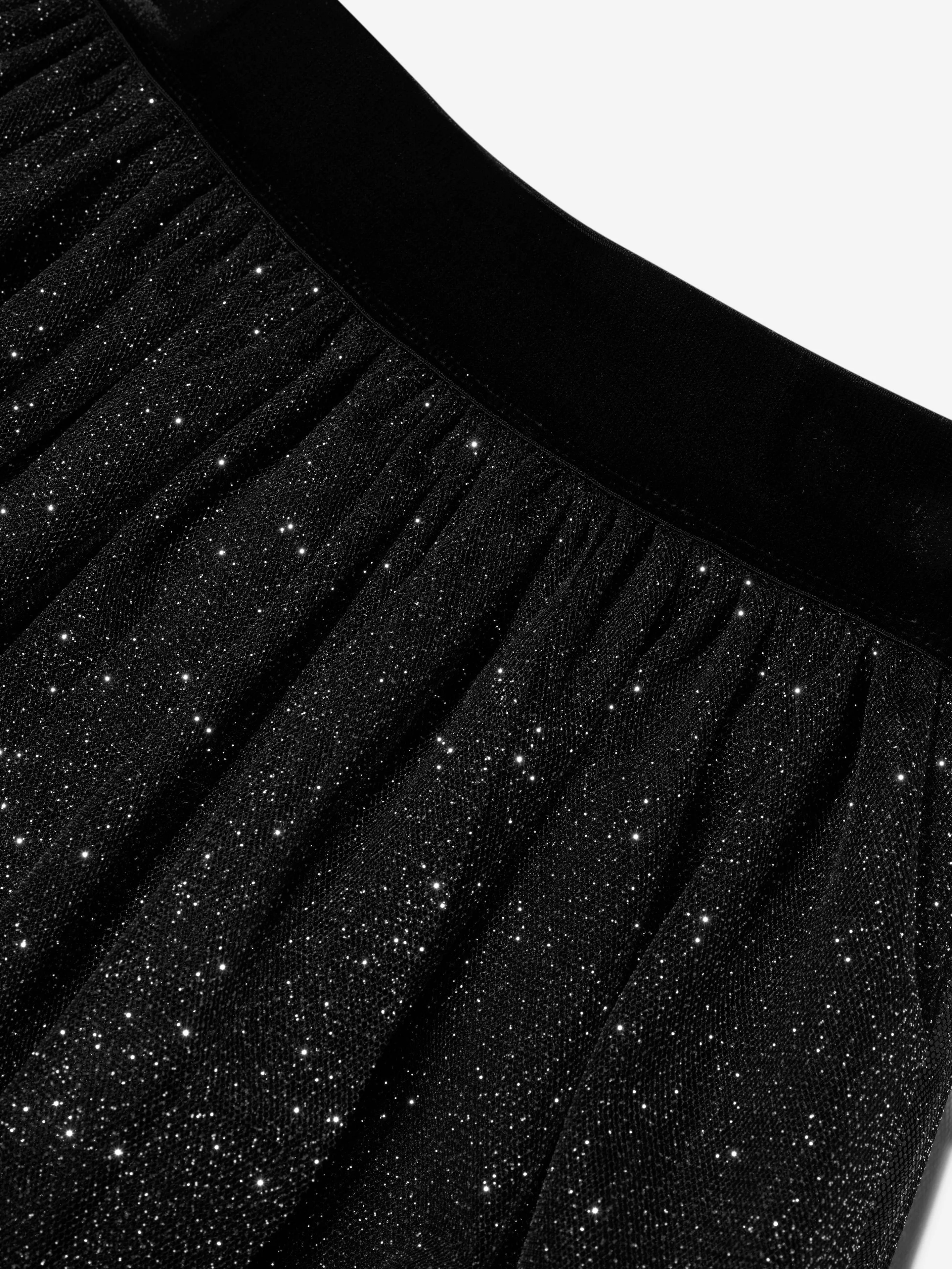 Monnalisa Mädchen Glitzer Mesh Midi-Rock in Schwarz