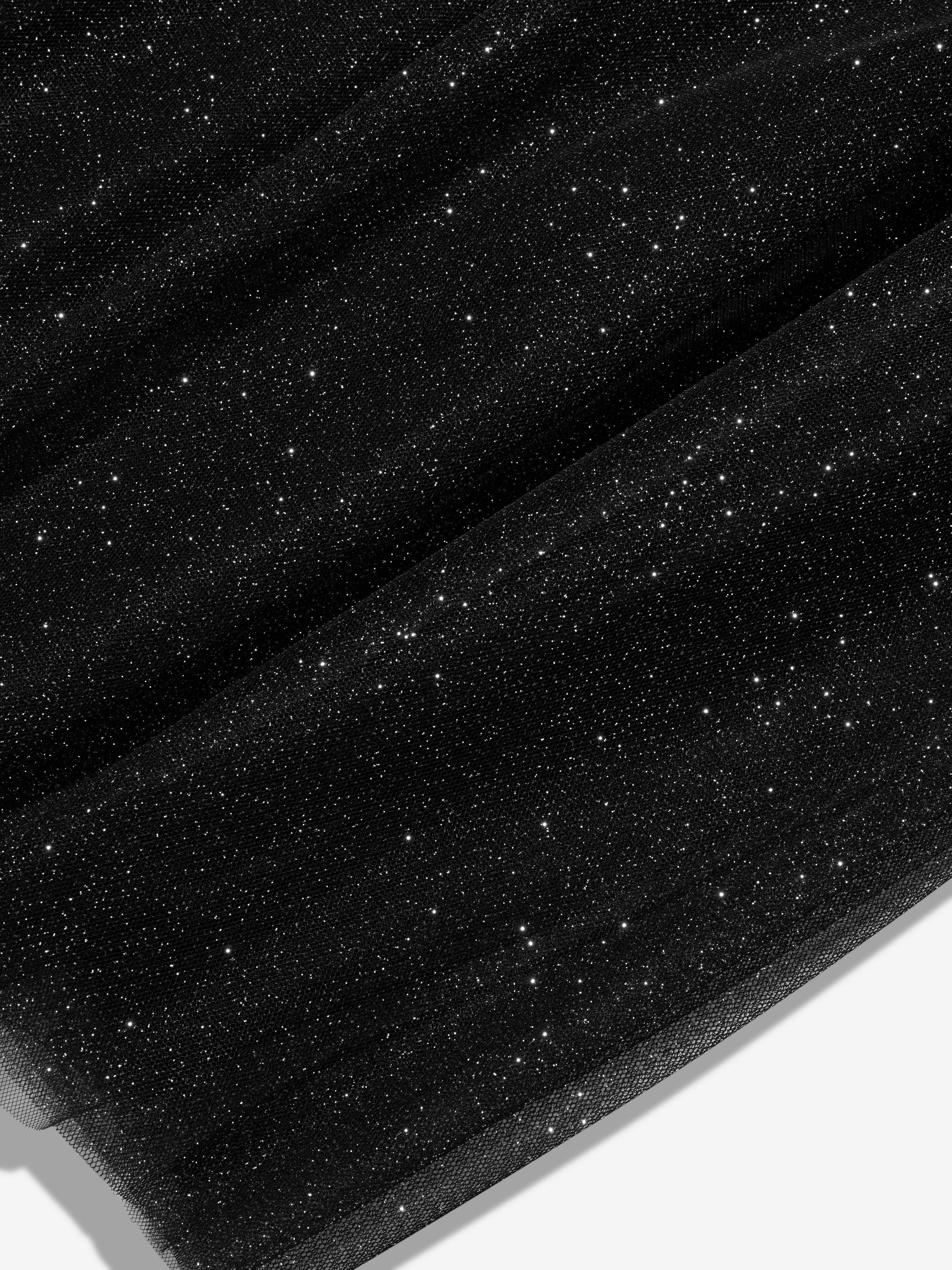 Monnalisa Mädchen Glitzer Mesh Midi-Rock in Schwarz