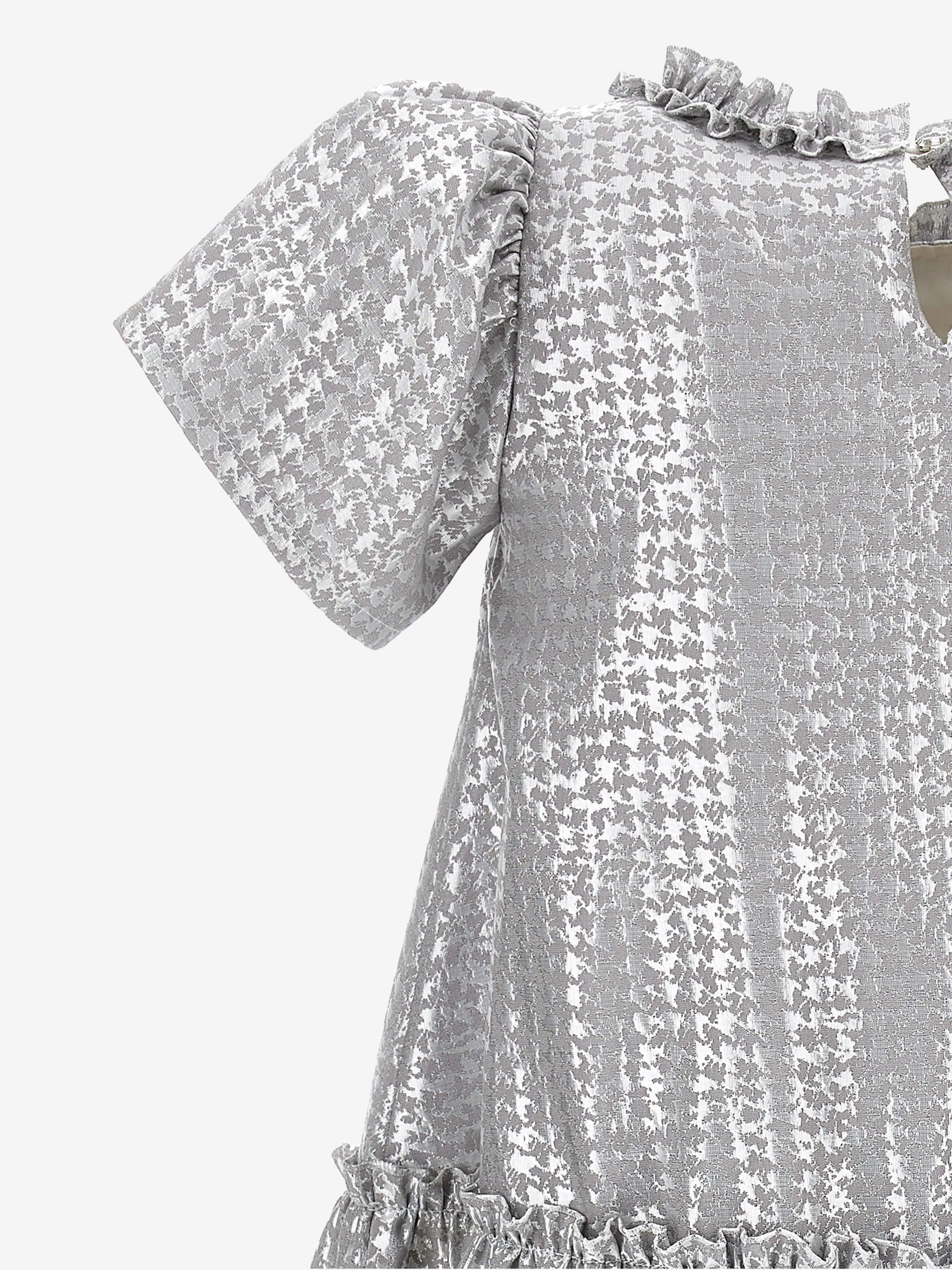 Monnalisa Mädchen Houndstooth Jacquard Kleid in Silber