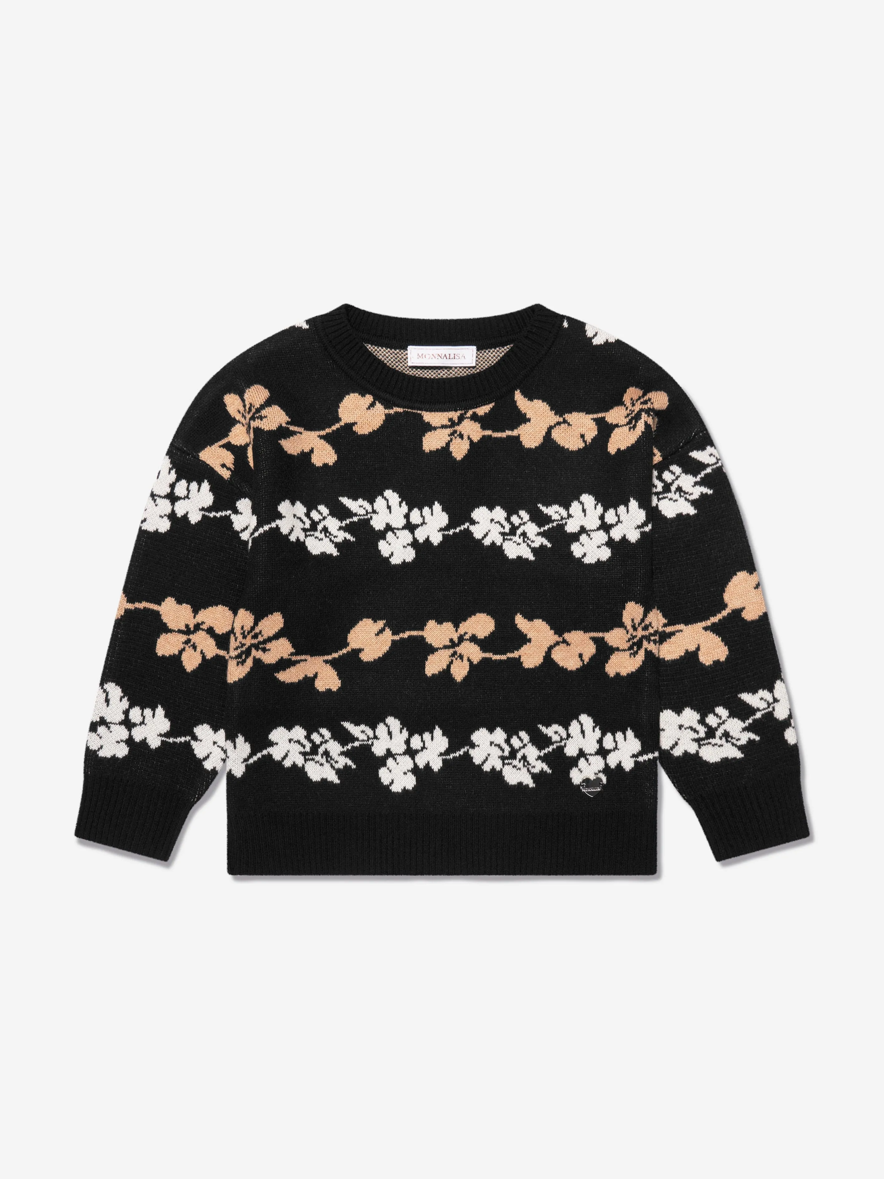 Monnalisa Mädchen Jacquard Strickpullover in Schwarz