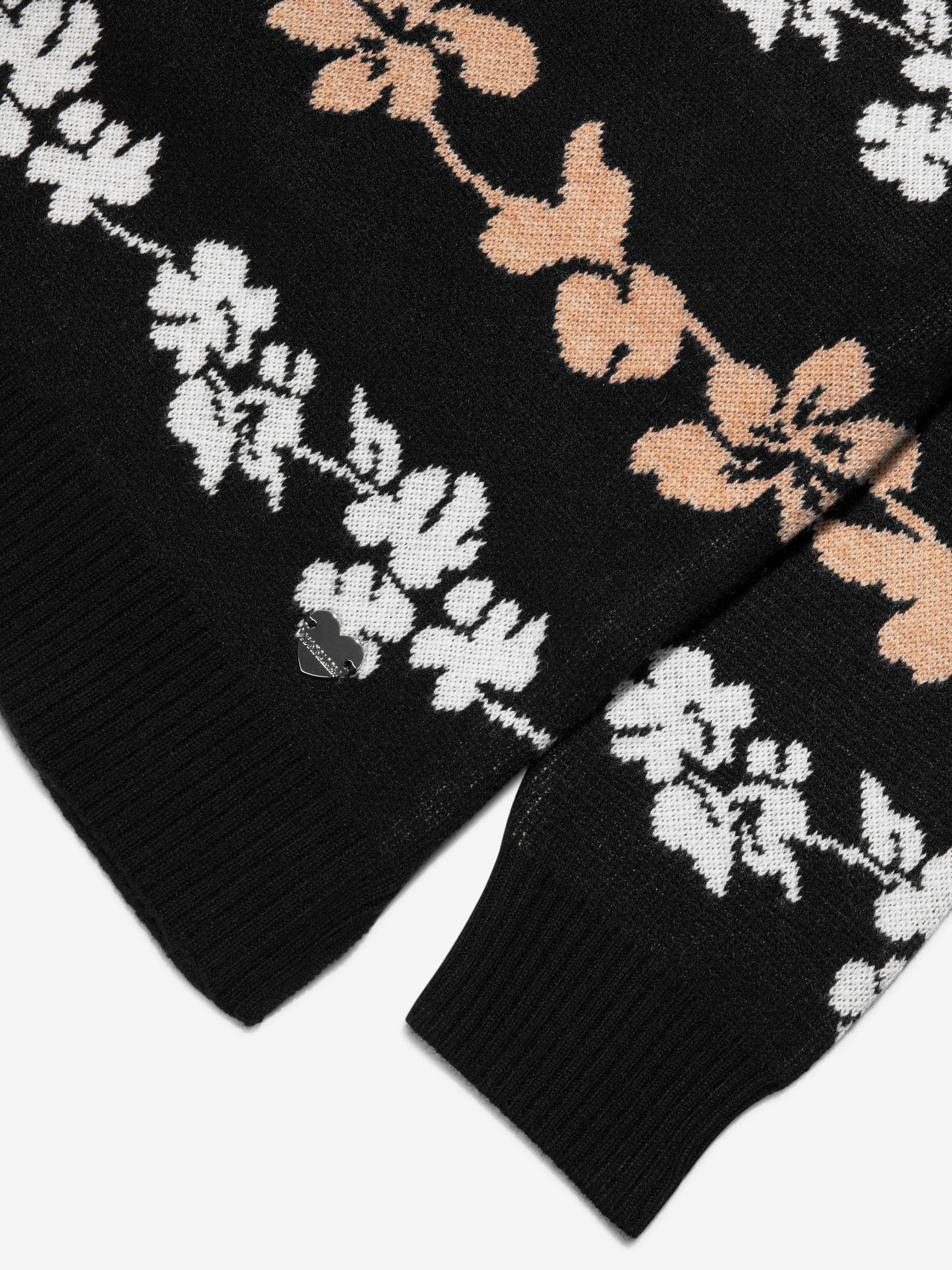 Monnalisa Mädchen Jacquard Strickpullover in Schwarz