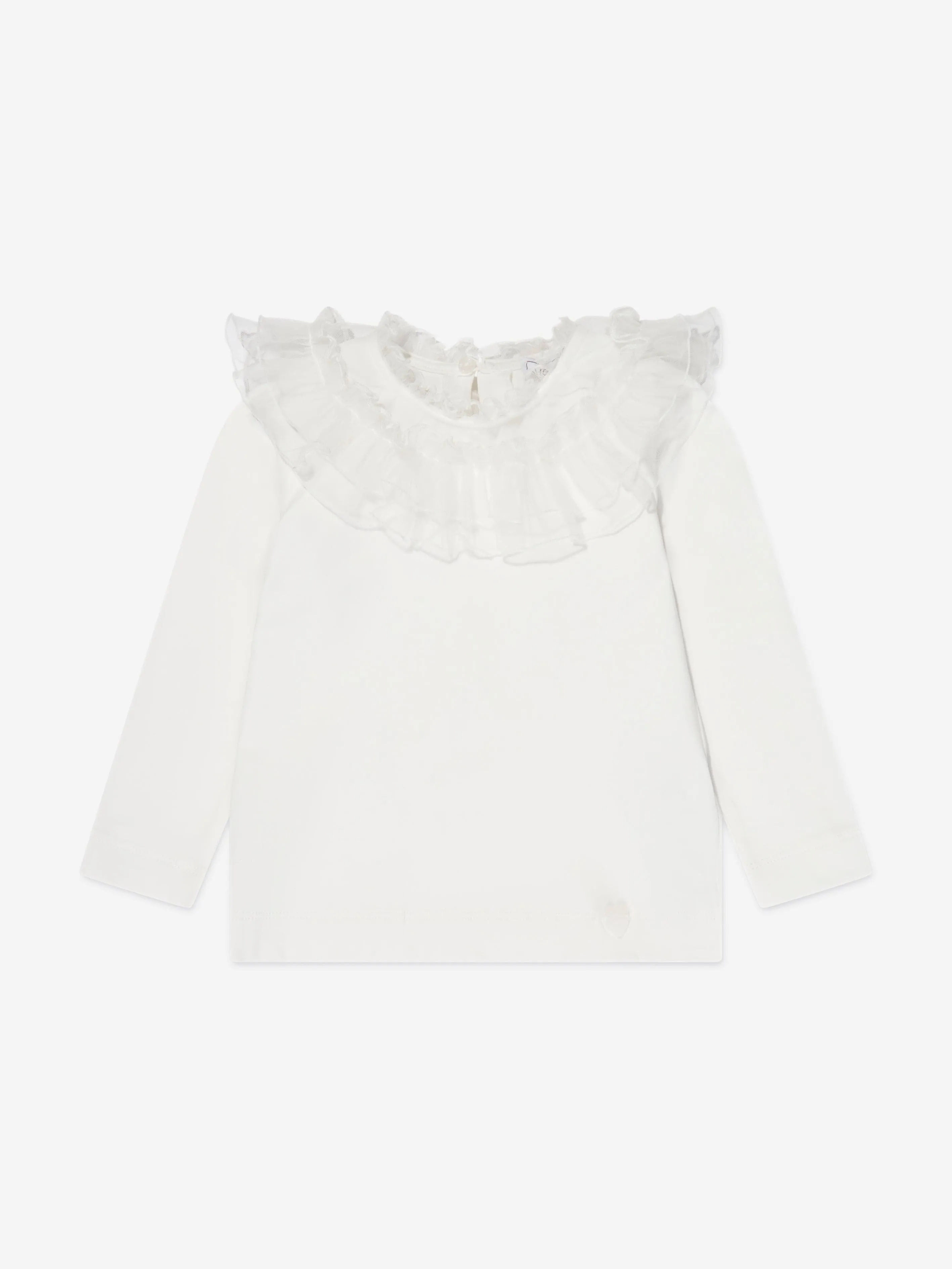 Monnalisa Mädchen Langarm-Jersey-T-Shirt in Elfenbein