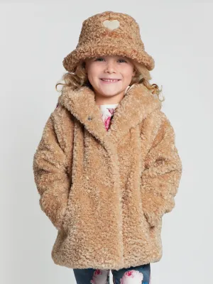 Monnalisa Mädchen Plüsch Kunstpelz Jacke in Beige