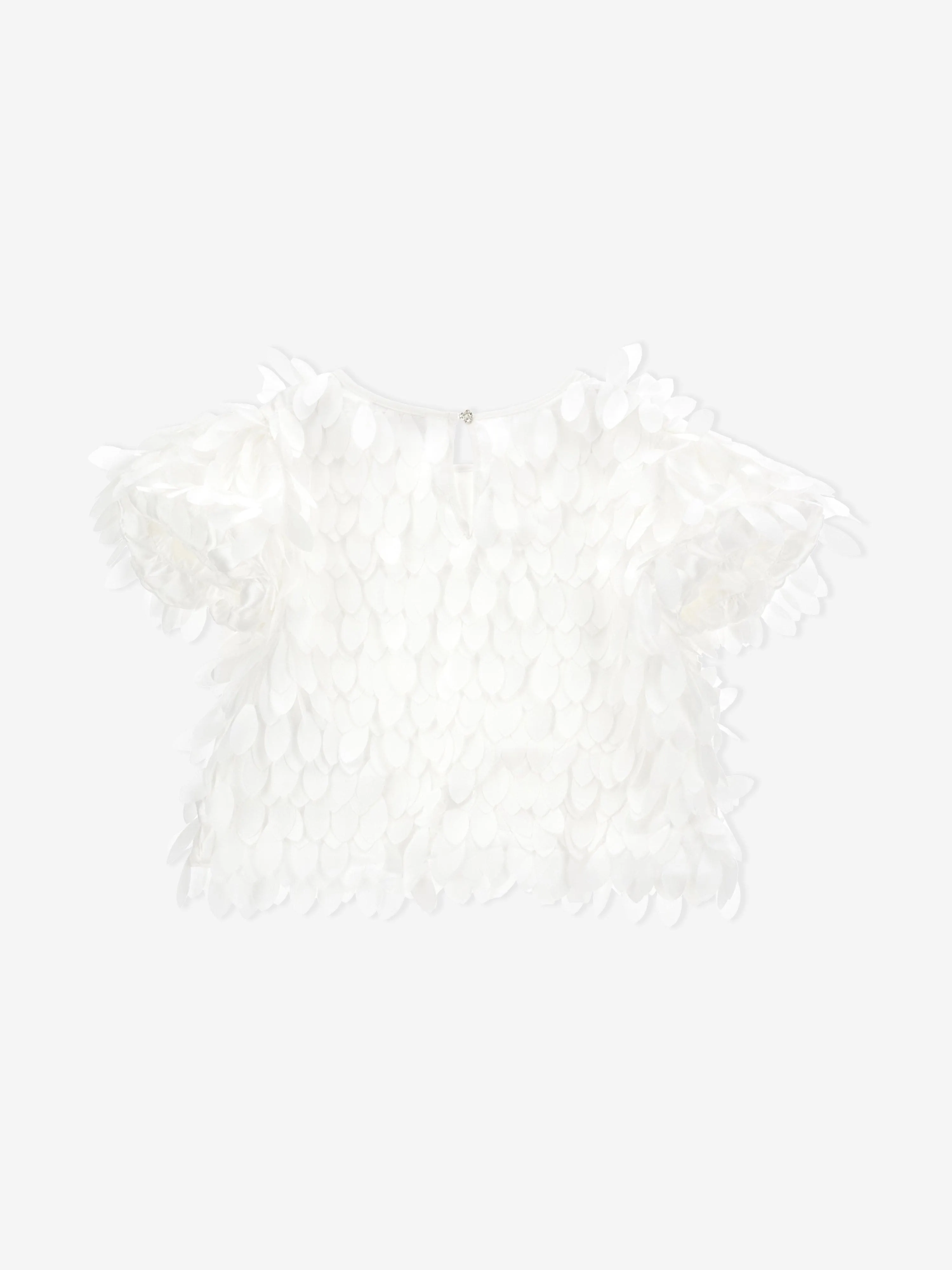 Monnalisa Mädchen Satin Blatt Top in Elfenbein