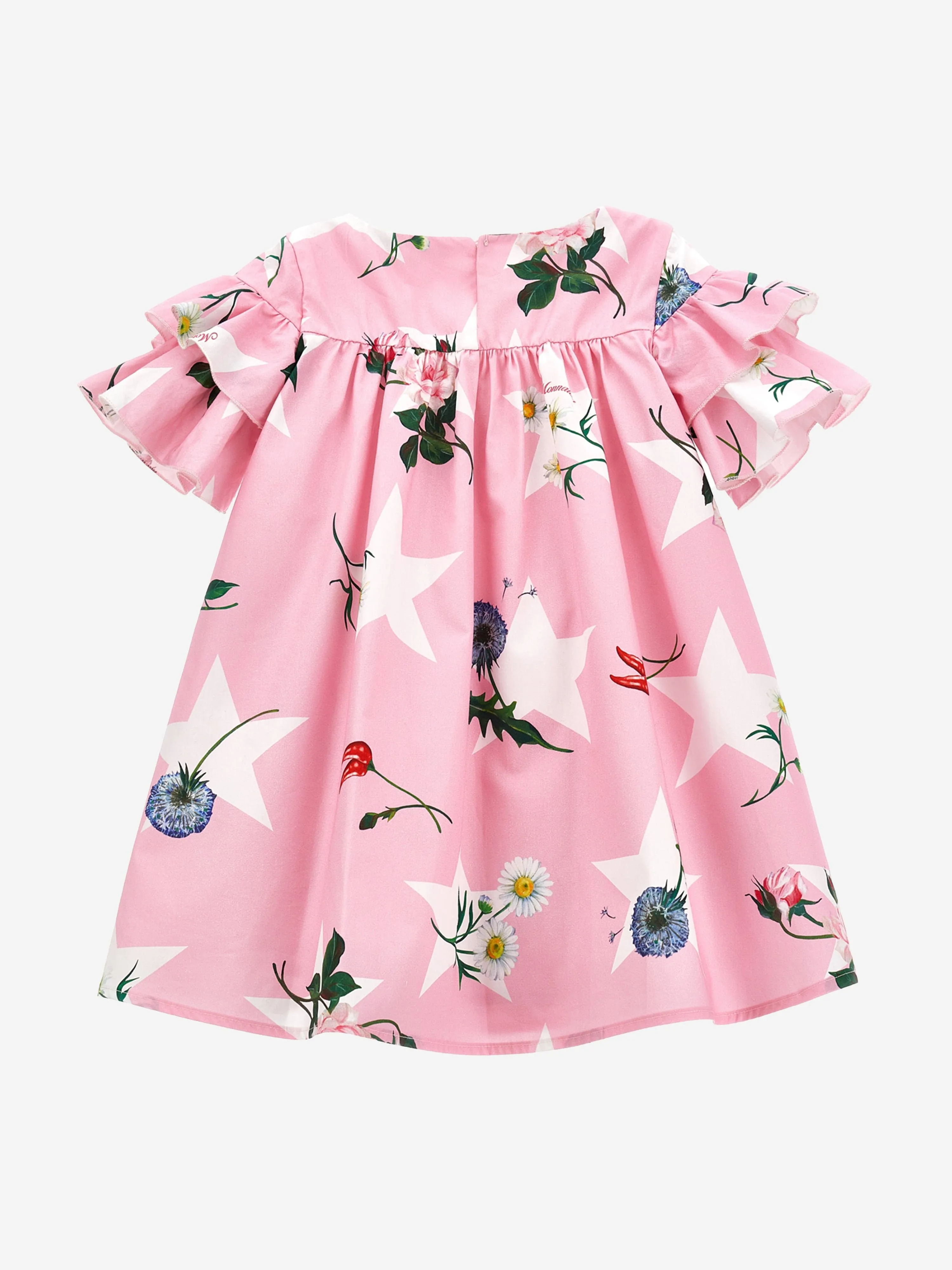 Monnalisa Mädchen Sterne Und Blumen Kleid in Rosa