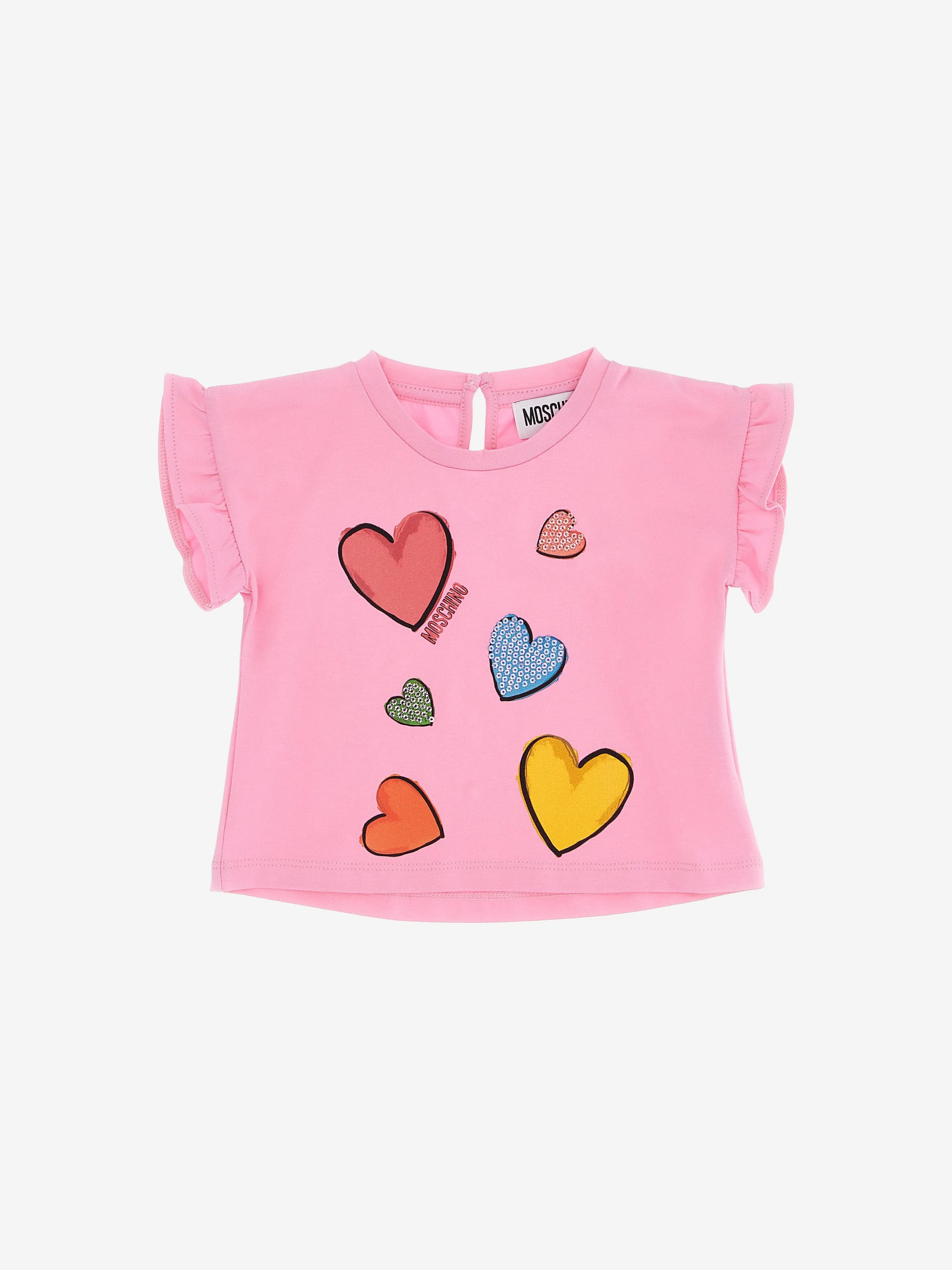 Moschino Baby Mädchen Herz T-Shirt in Rosa