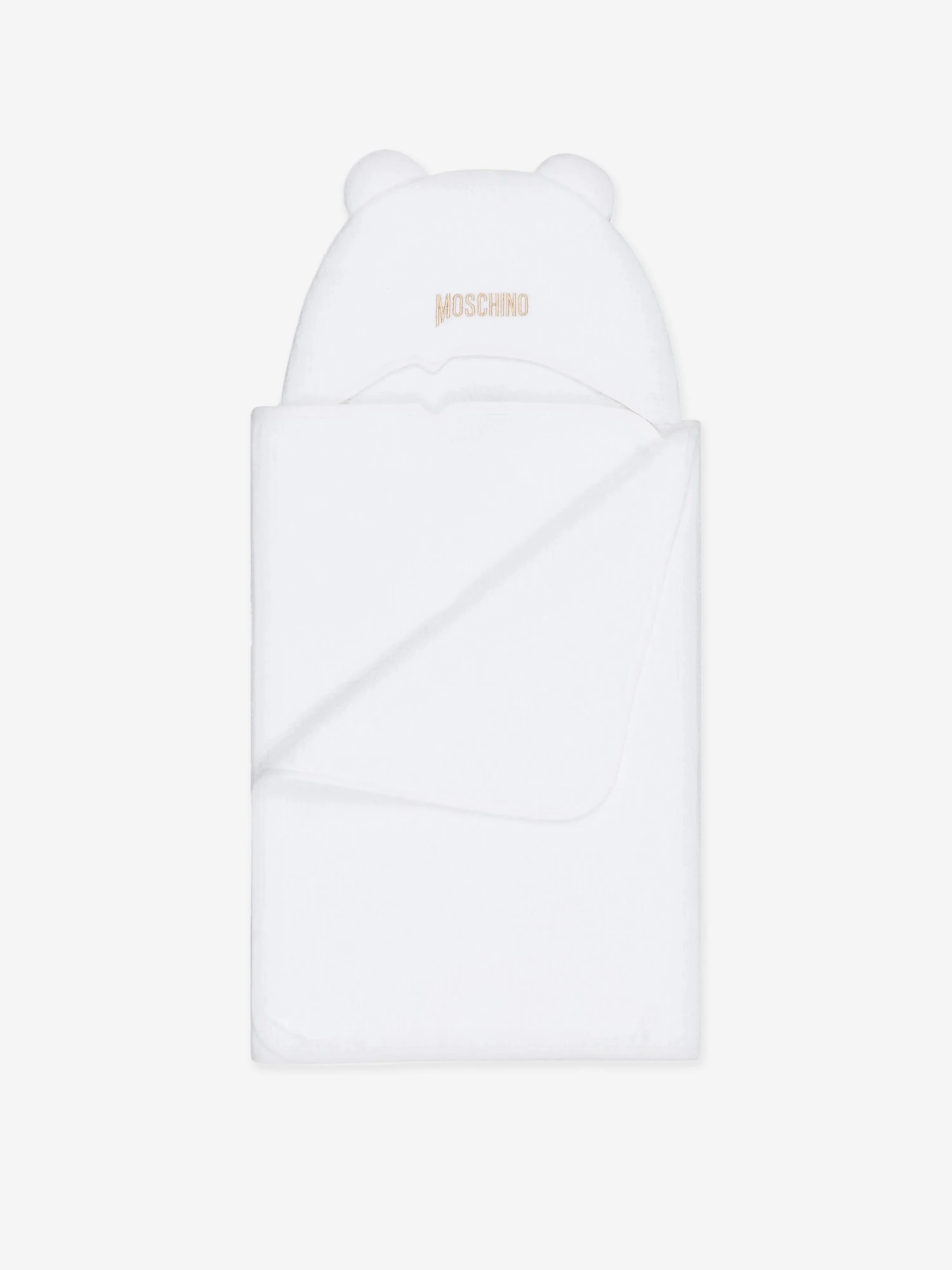 Moschino Baby Kapuzen-Badetuch mit Ohren in Weiß (131cm)