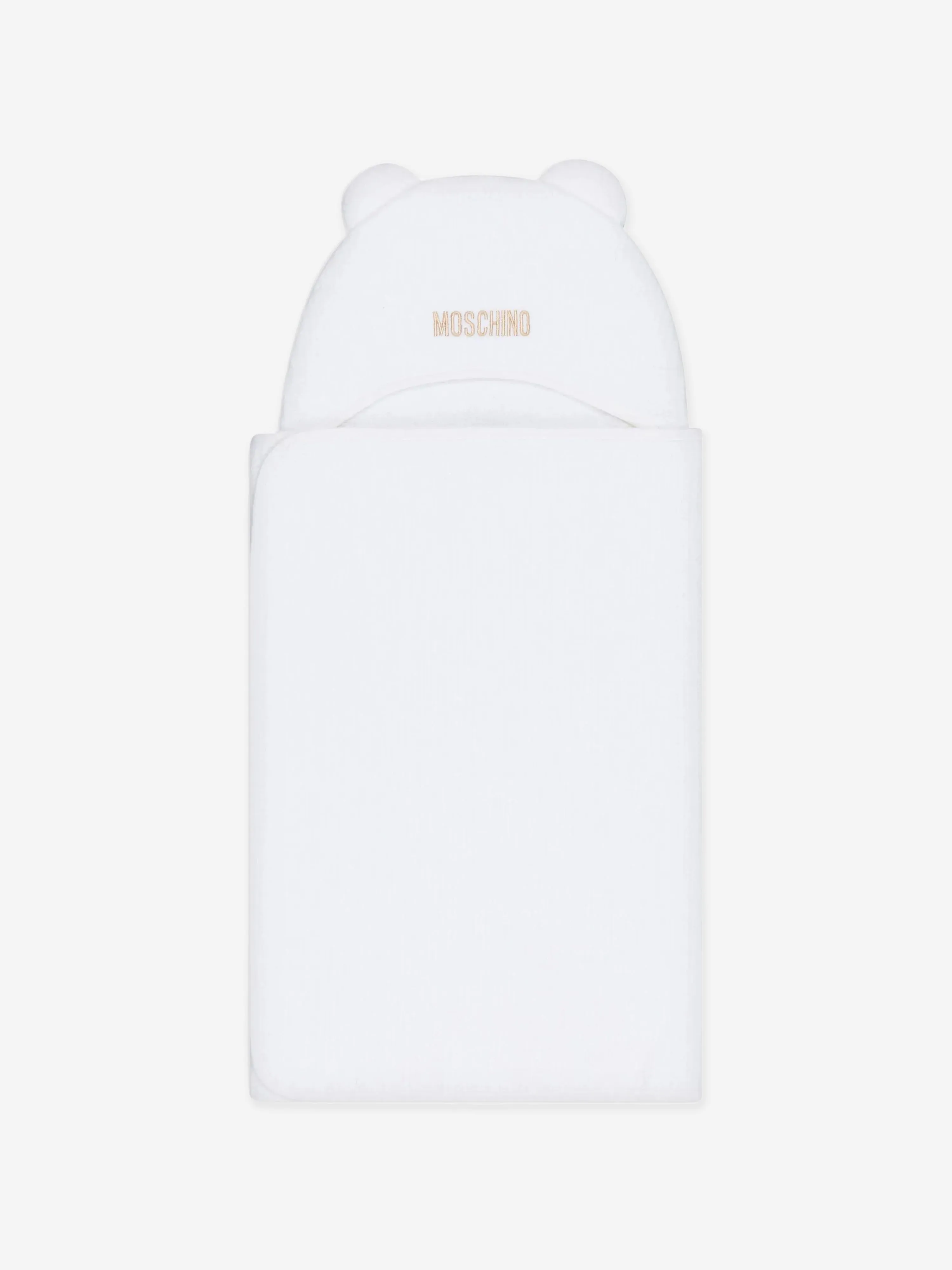Moschino Baby Kapuzen-Badetuch mit Ohren in Weiß (131cm)