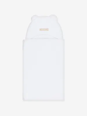 Moschino Baby Kapuzen-Badetuch mit Ohren in Weiß (131cm)