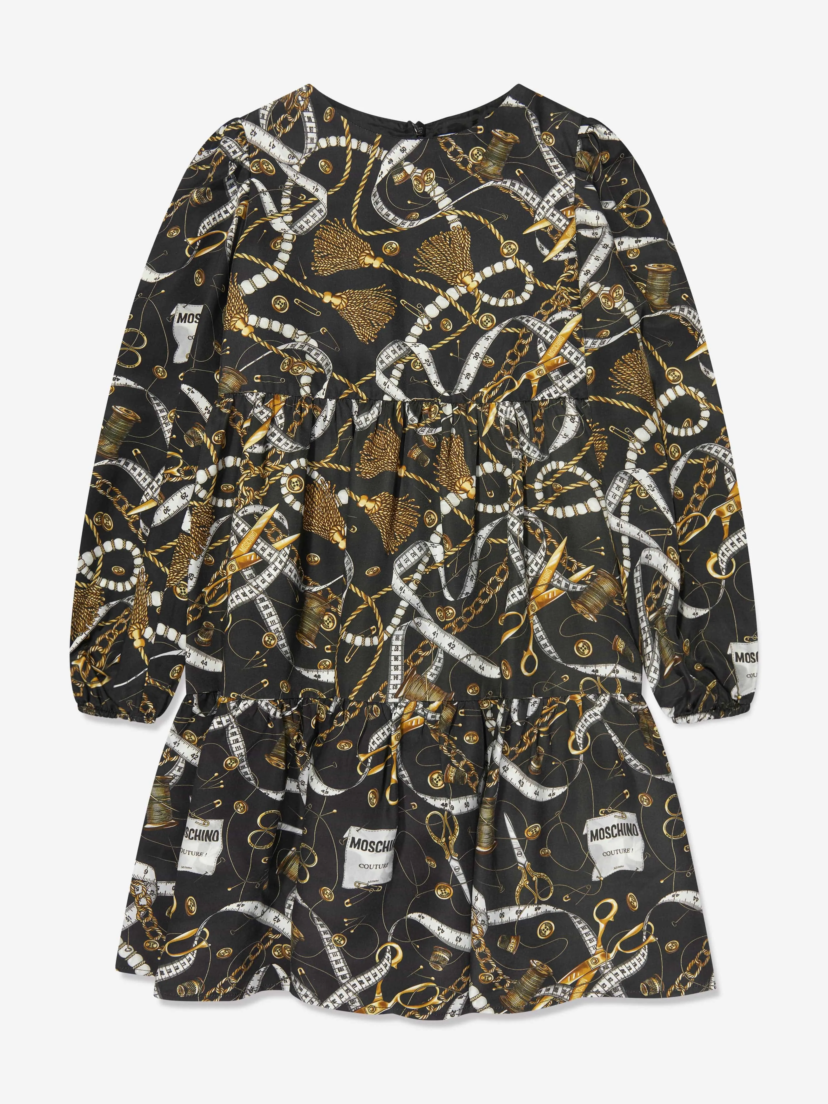 Moschino Mädchen Kettenprint-Kleid in Schwarz