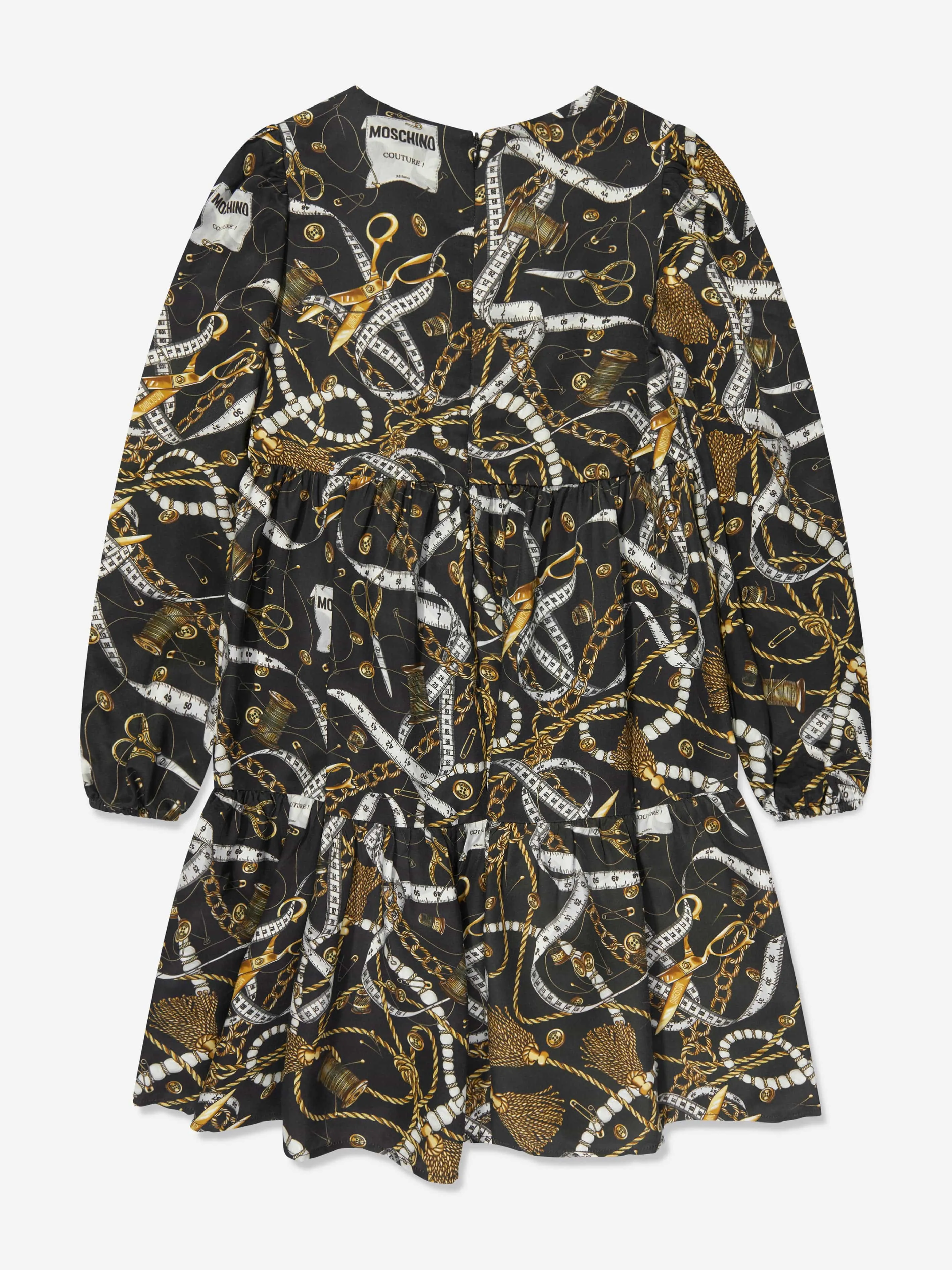 Moschino Mädchen Kettenprint-Kleid in Schwarz
