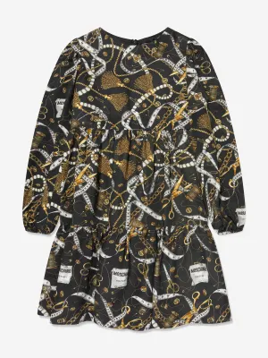 Moschino Mädchen Kettenprint-Kleid in Schwarz