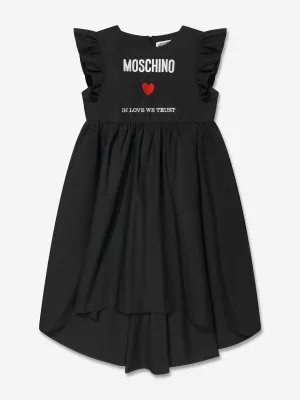 Moschino Mädchen Baumwoll-Logo-Kleid in Schwarz