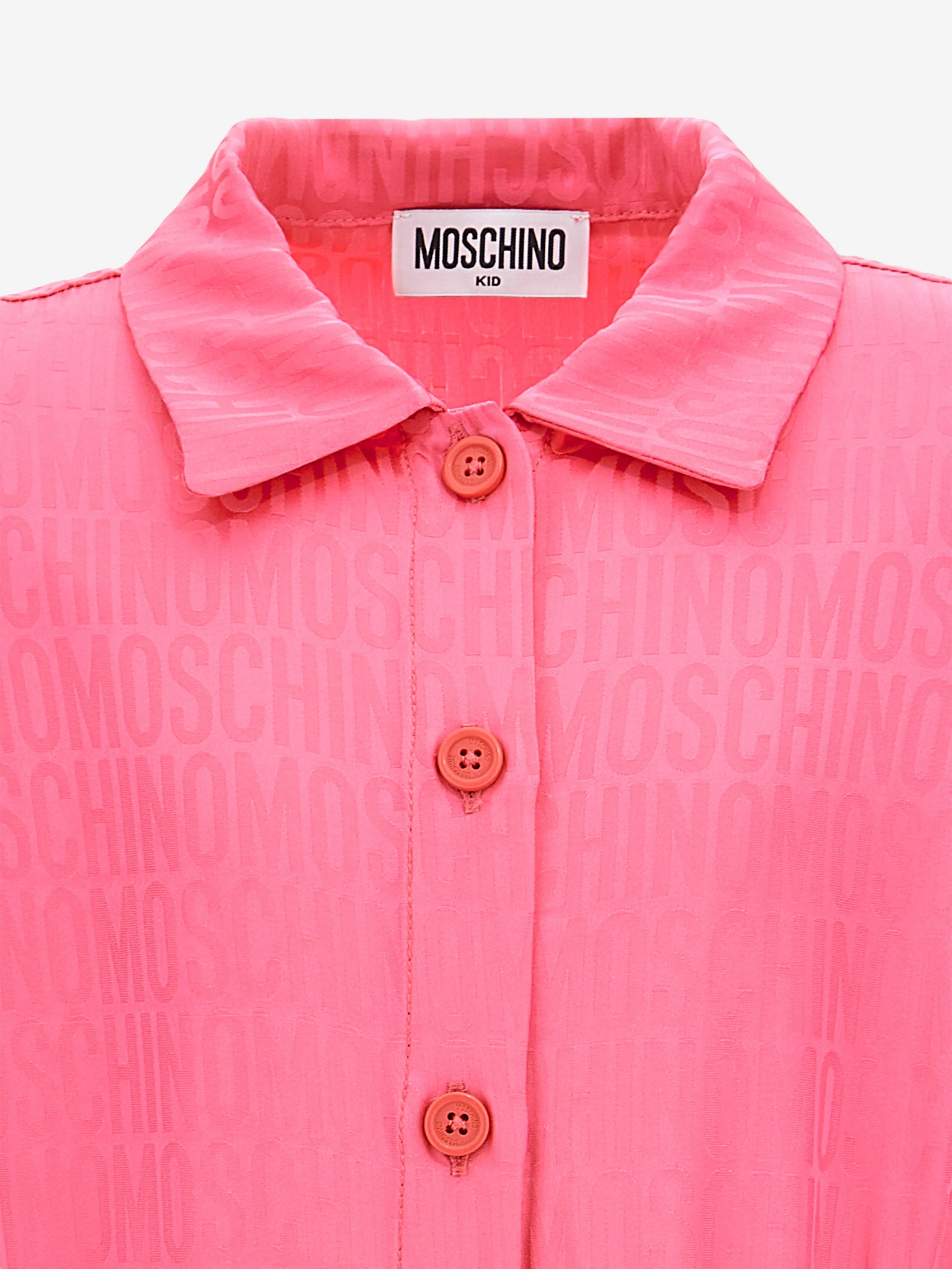 Moschino Girls Logo Shirtkleid in Rosa