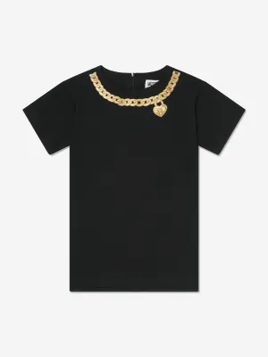 Moschino Mädchen Halskette Print Kleid in Schwarz
