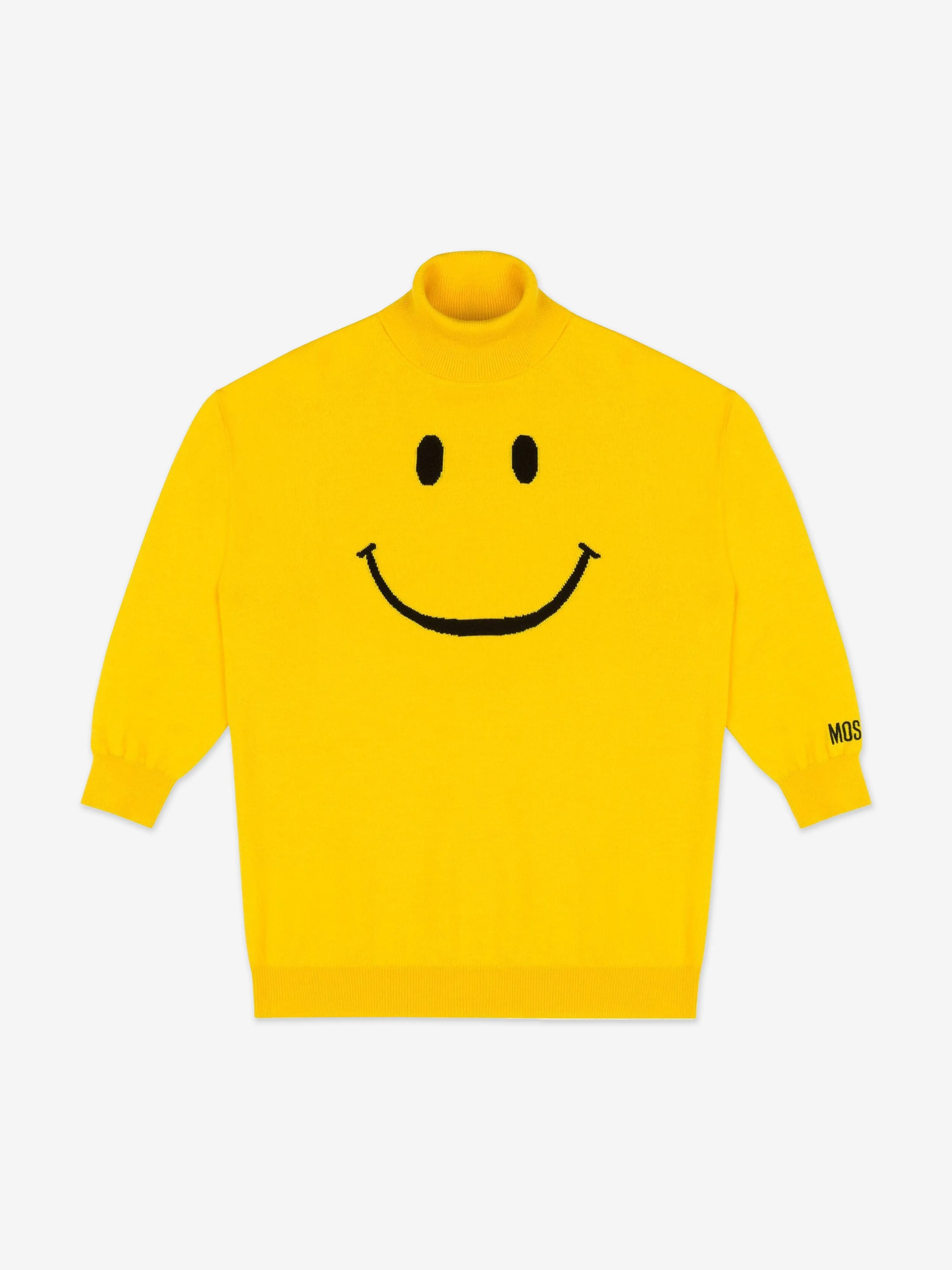 Moschino Girls Smiley Face Strickkleid in Gelb