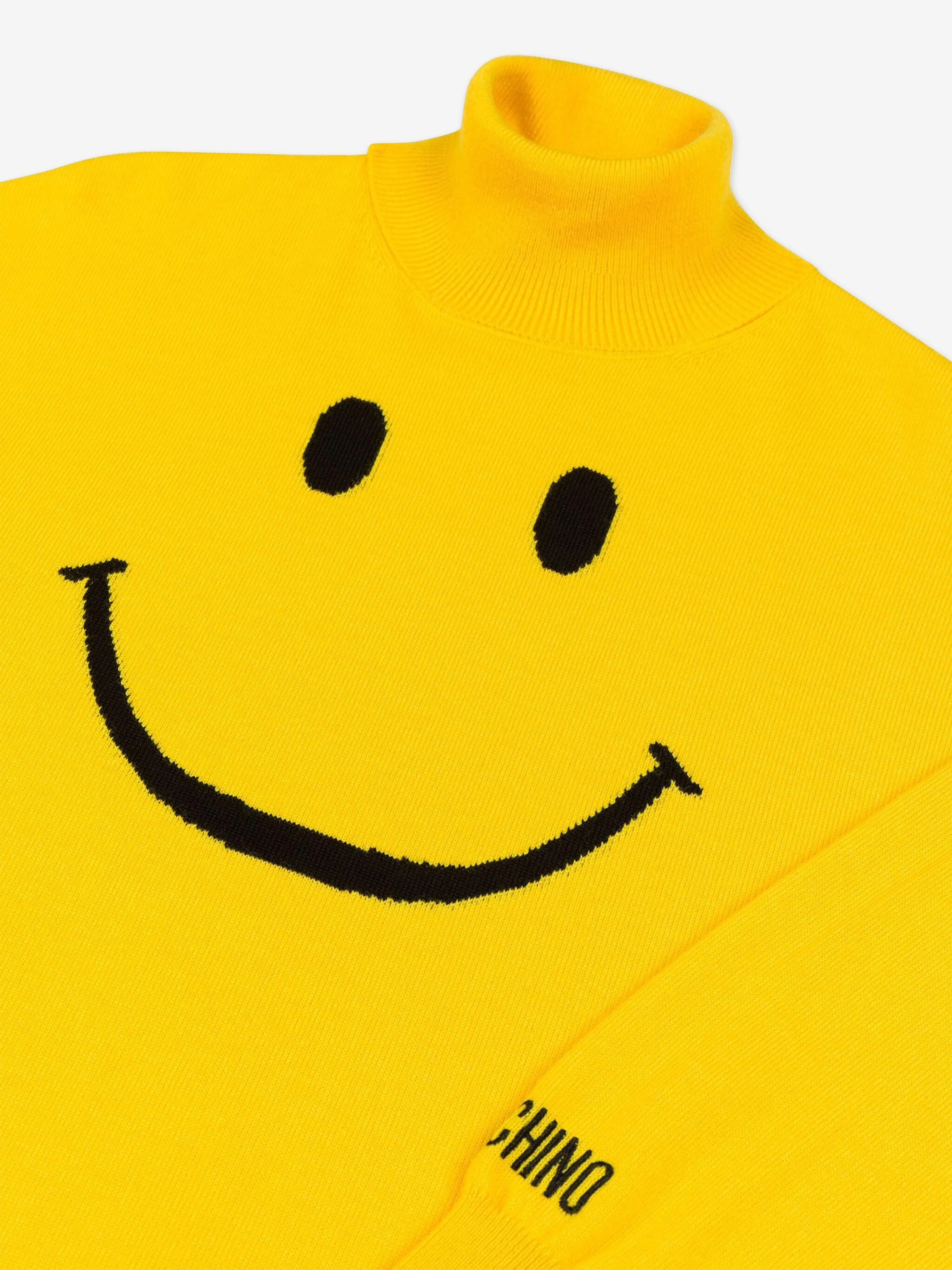 Moschino Girls Smiley Face Strickkleid in Gelb