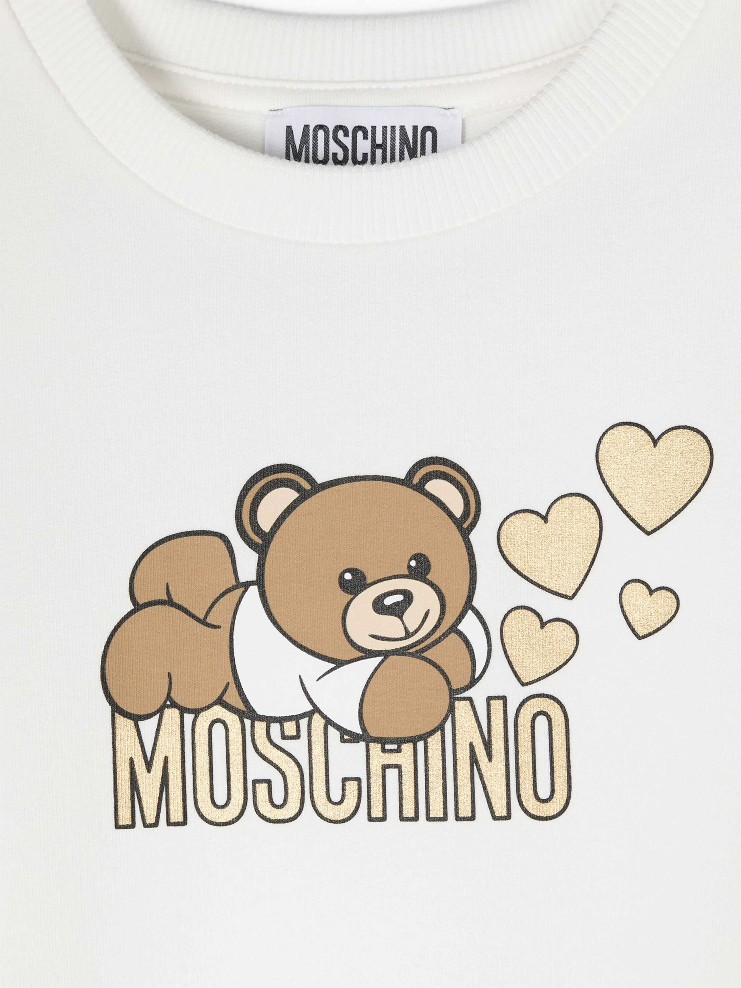 Moschino Girls Teddy Bear Jersey-Kleid in Elfenbein