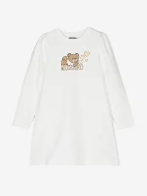 Moschino Girls Teddy Bear Jersey-Kleid in Elfenbein