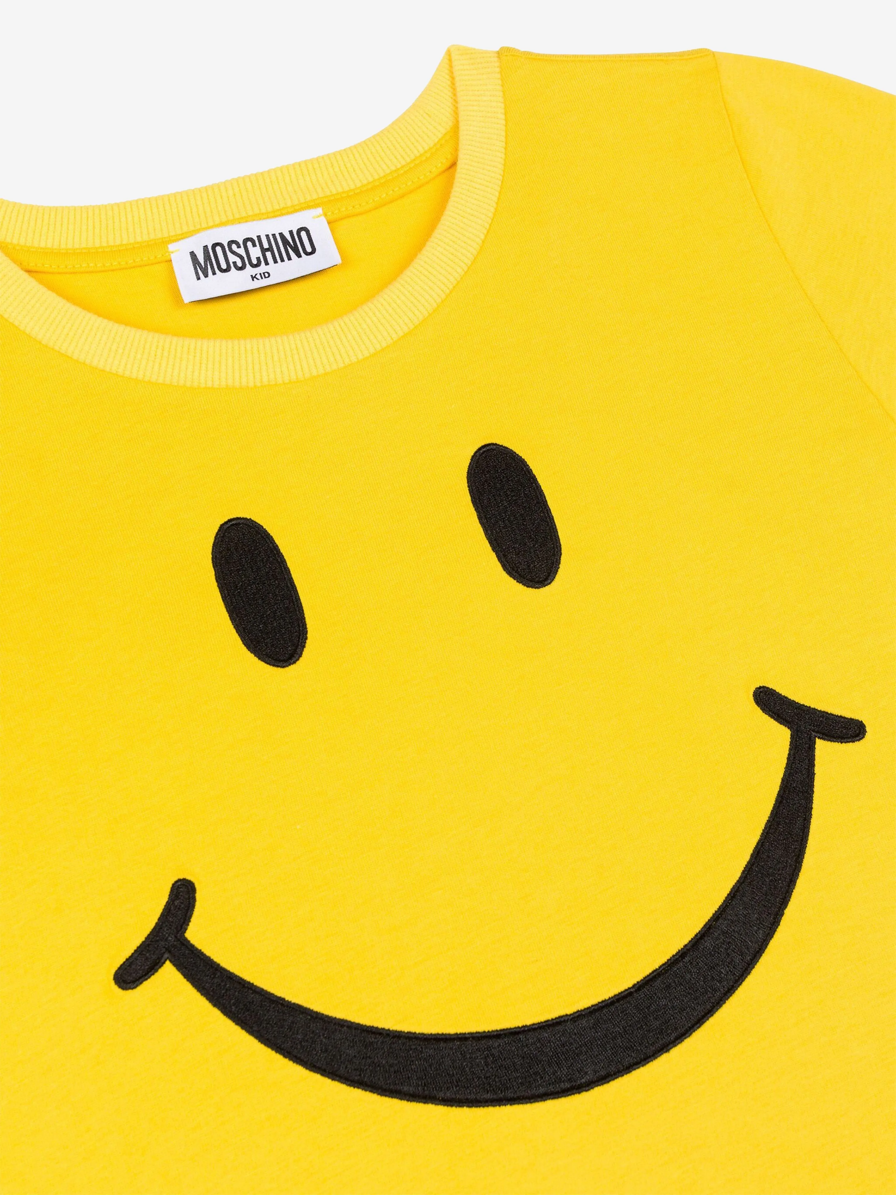 Moschino Kids Smiley-Gesicht T-Shirt in Gelb
