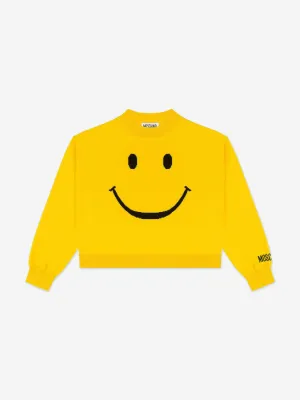 Moschino Kids Wollpullover mit Smiley-Gesicht in Gelb