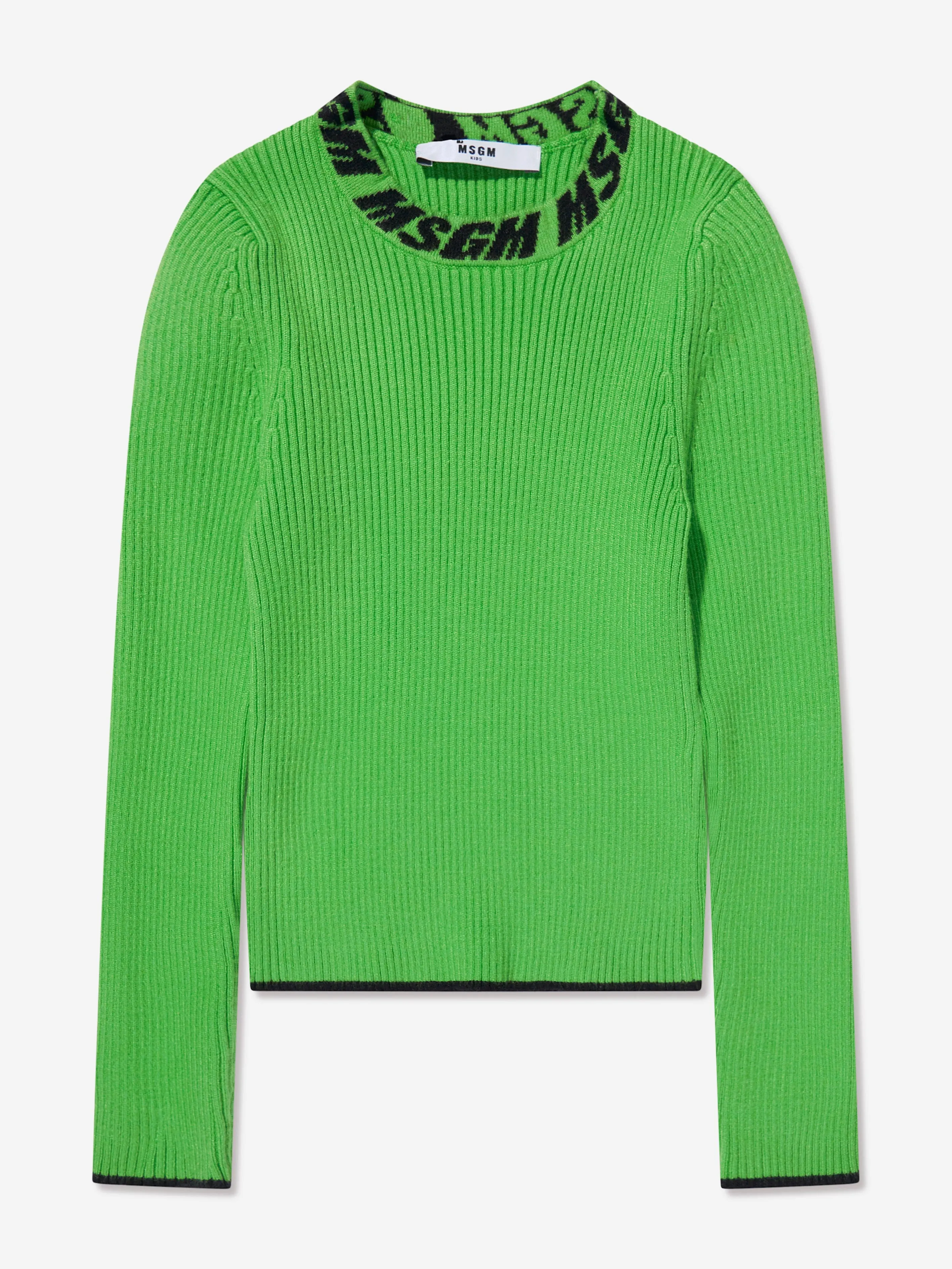 MSGM Mädchen Rippenstrick-Pullover mit Rollkragen in Grün