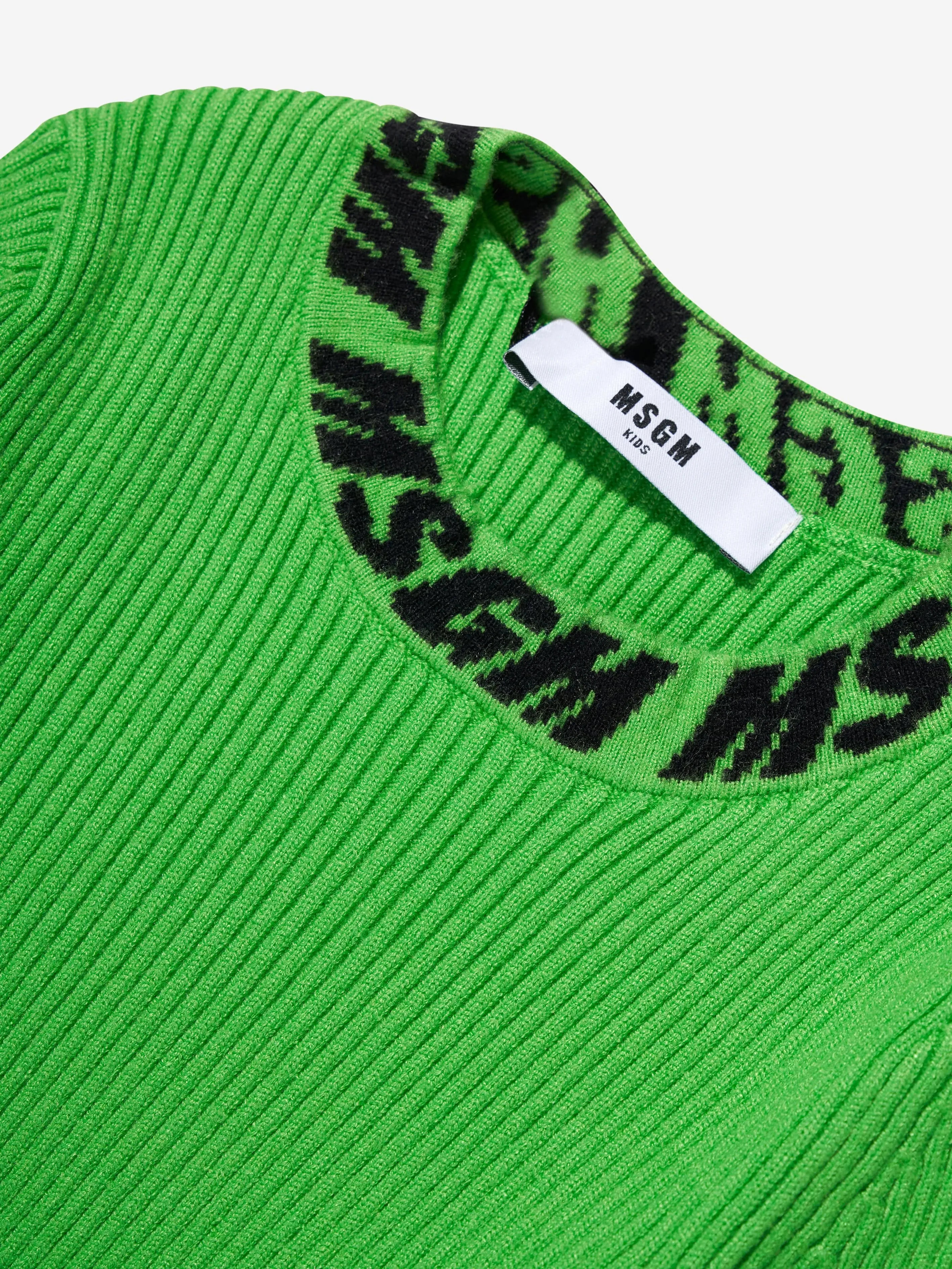MSGM Mädchen Rippenstrick-Pullover mit Rollkragen in Grün