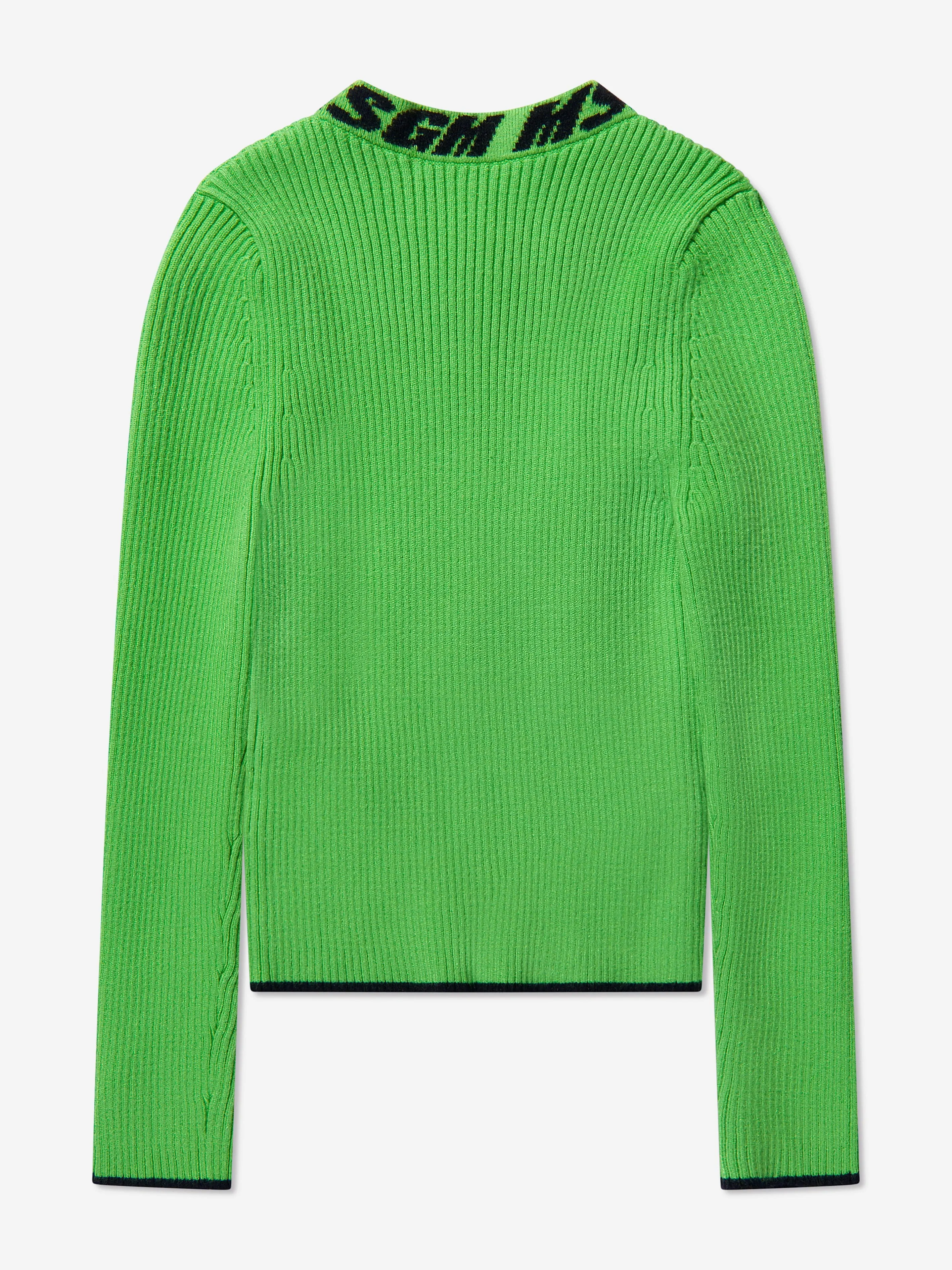 MSGM Mädchen Rippenstrick-Pullover mit Rollkragen in Grün