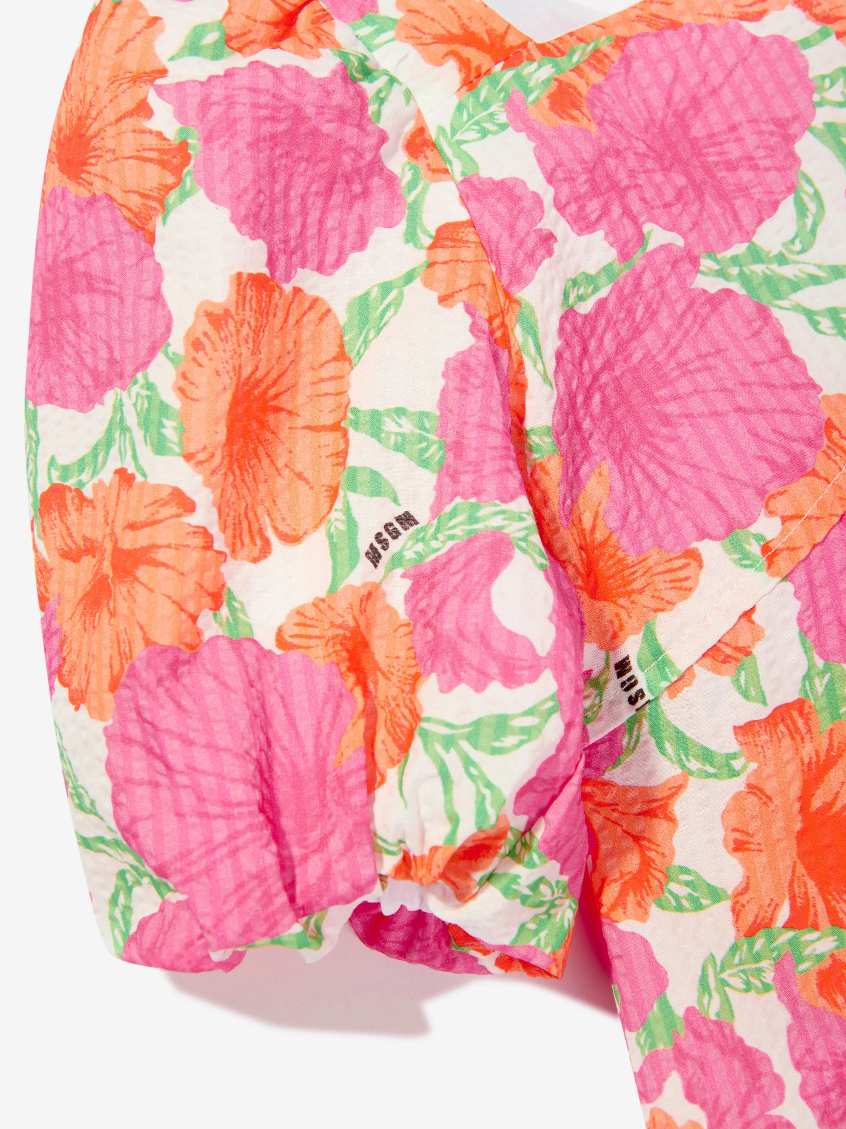 MSGM Mädchen Seersucker Kleid in Rosa