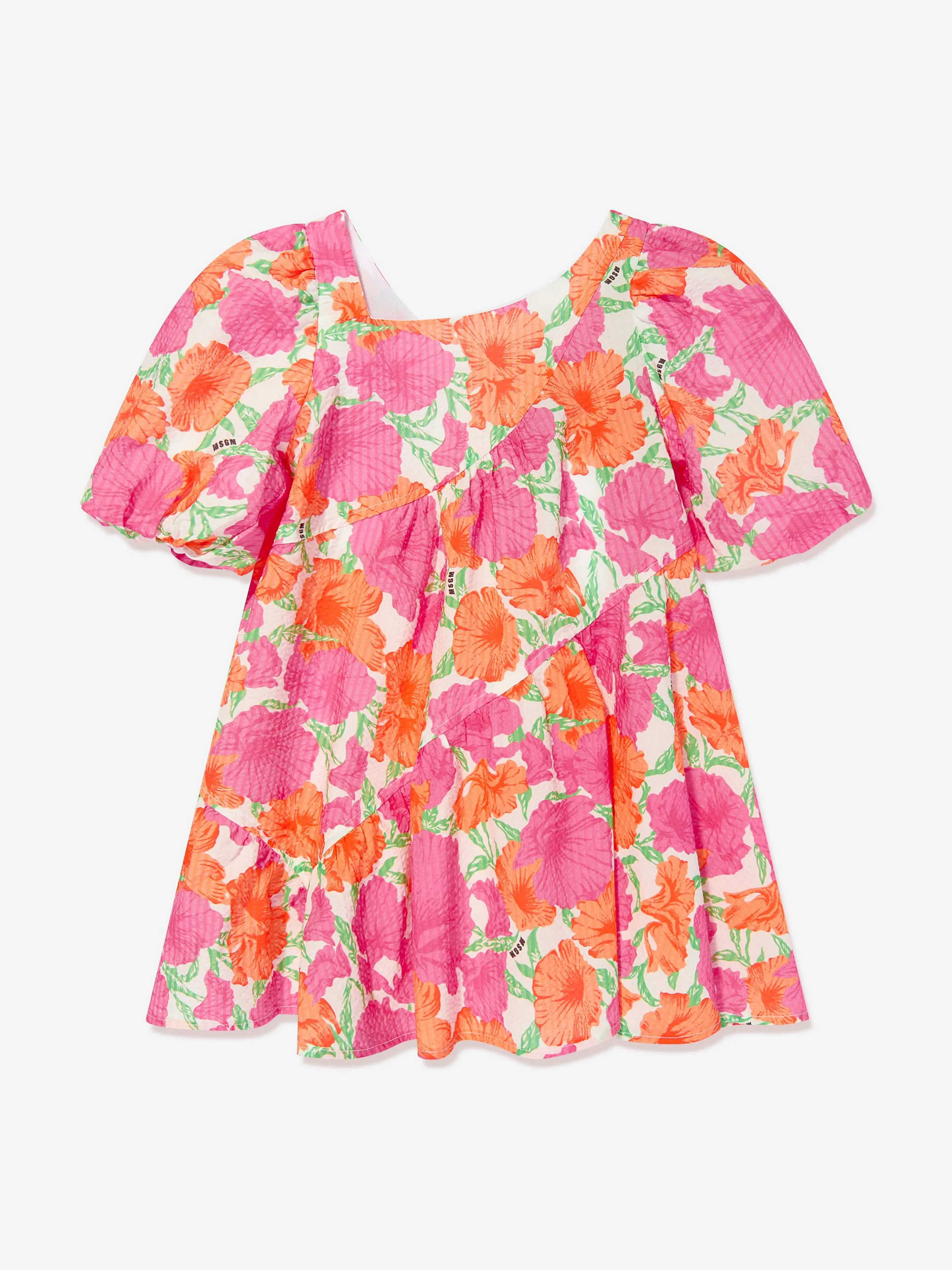 MSGM Mädchen Seersucker Kleid in Rosa