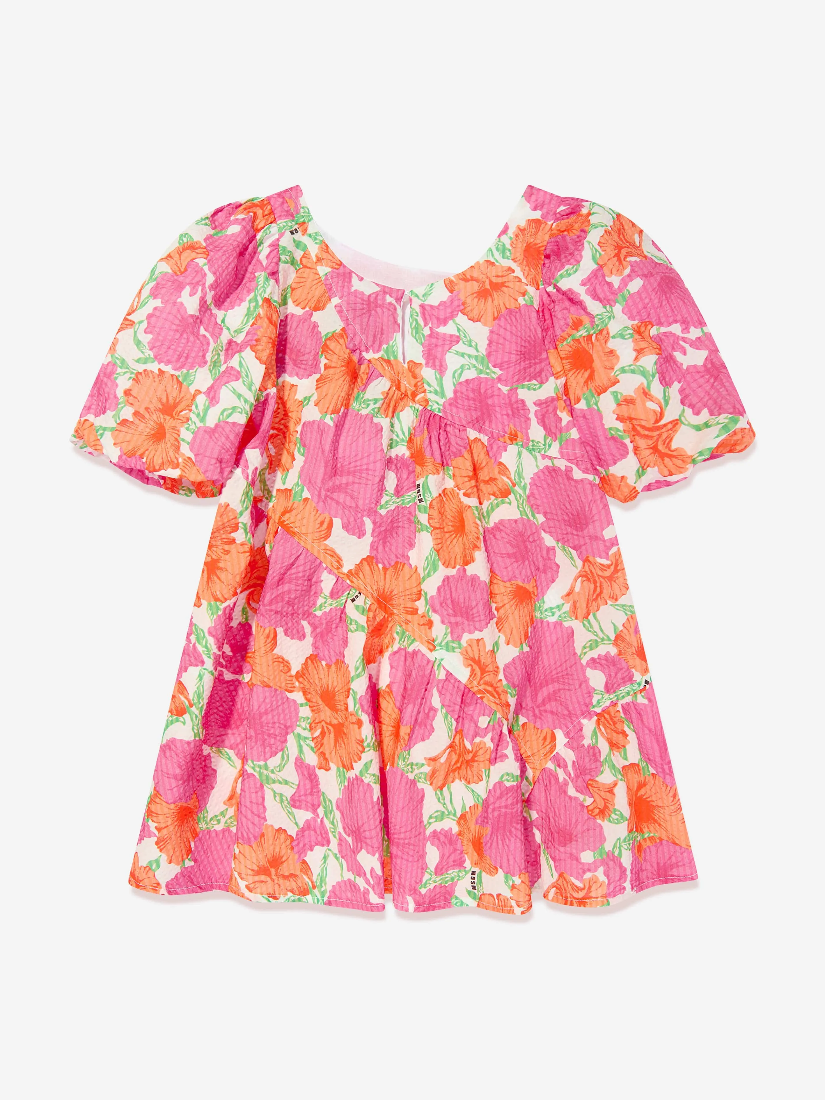MSGM Mädchen Seersucker Kleid in Rosa